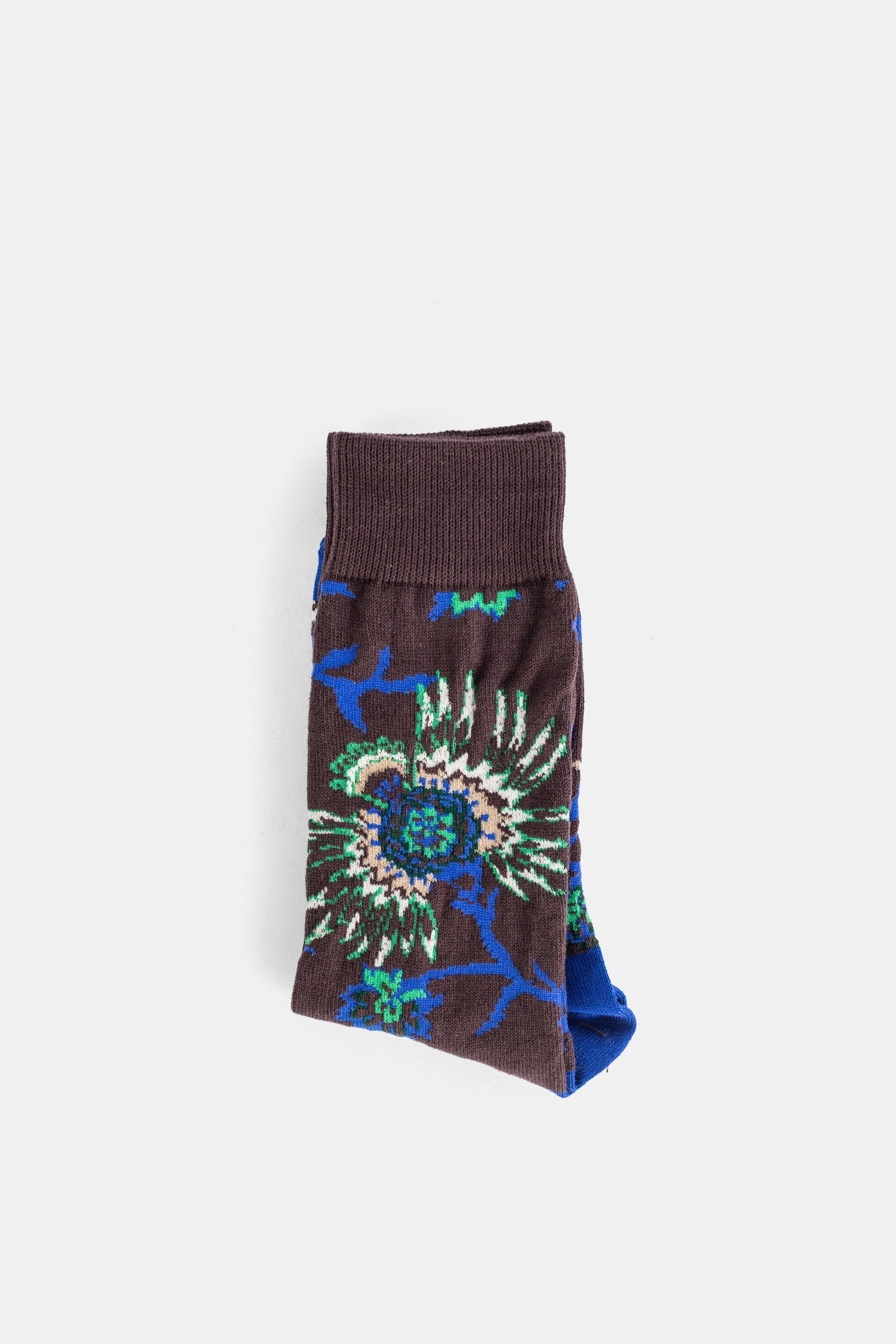 Sacai Floral-Patterned Socks — Brown - 1, view 2