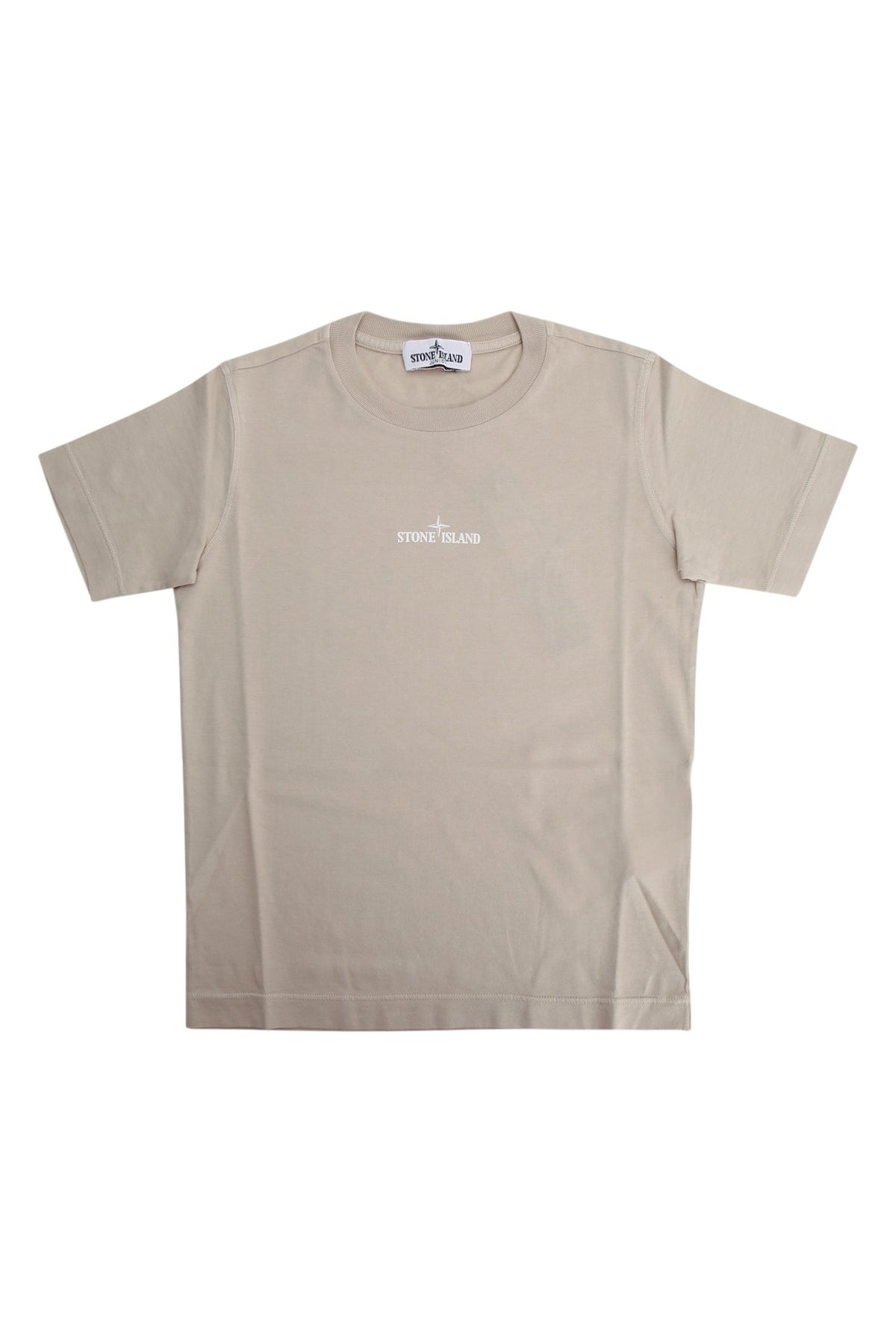 Stone Island Kids Logo-Embroidered T-Shirt — Beige by Stone Island Kids