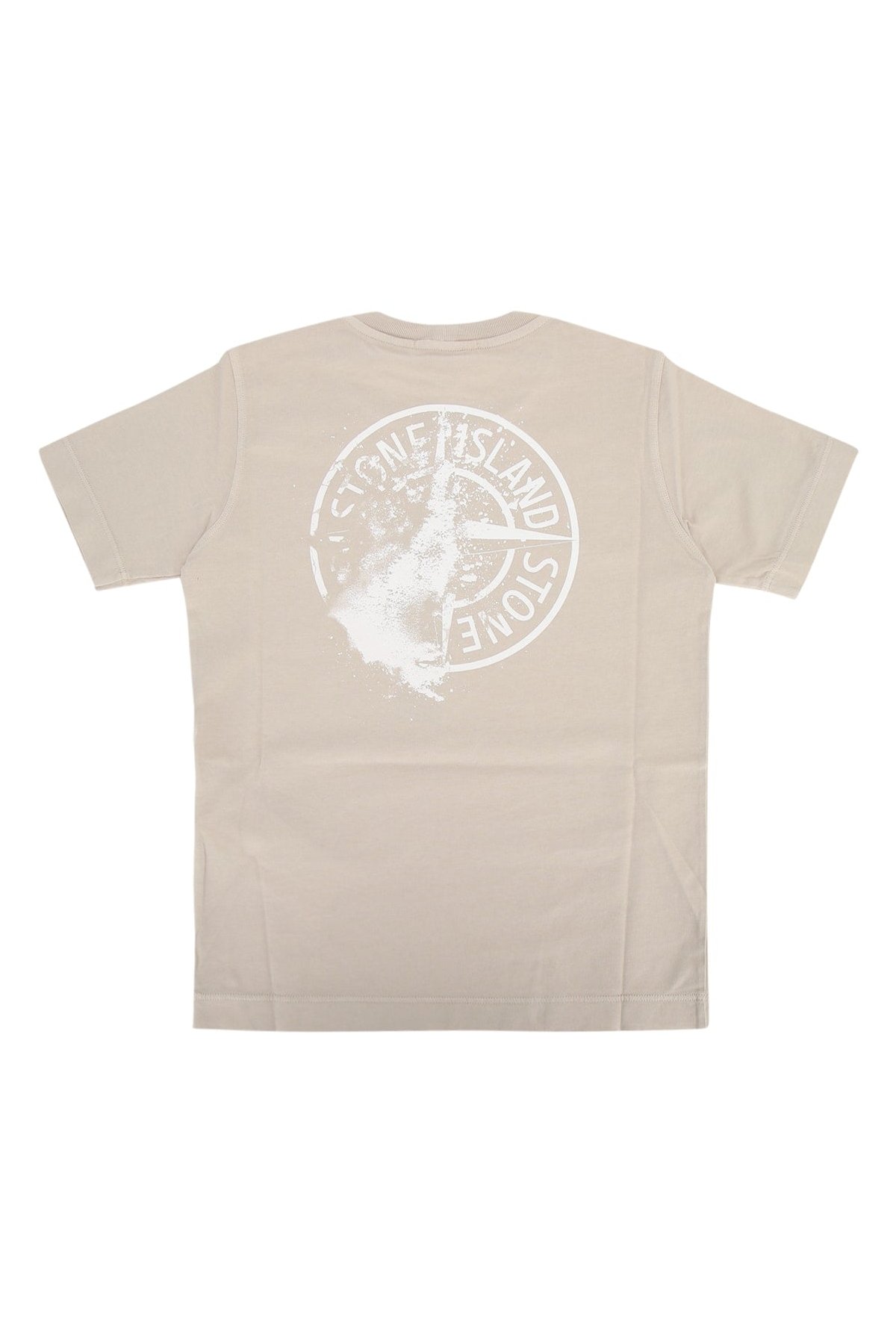 Stone Island Kids Logo-Embroidered T-Shirt — Beige, view 2