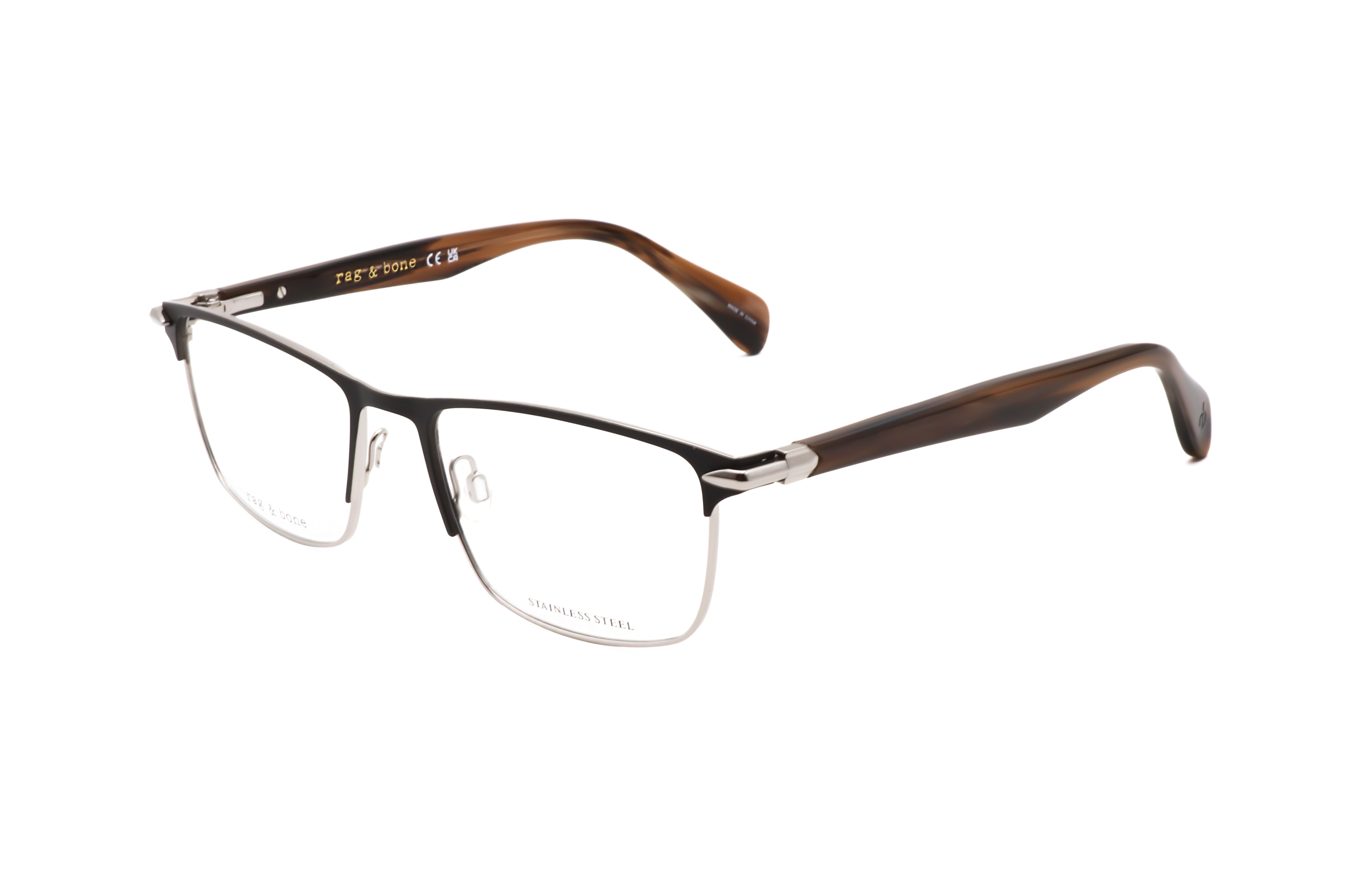 Preloved - Rag & Bone RNB7046XOW55 Metal & Horn Eyeglasses — Black by Preloved - Rag & Bone