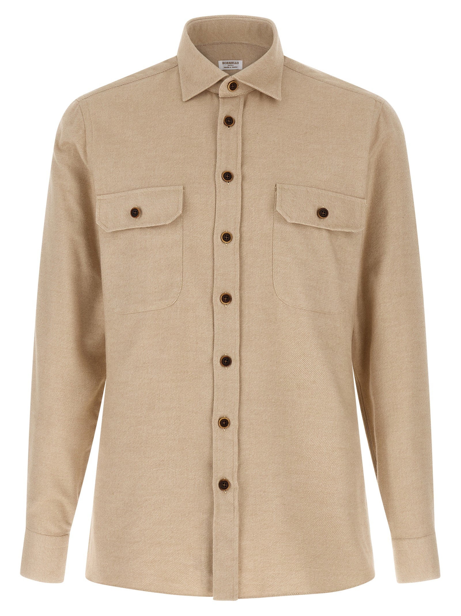 Borriello Cotton Flannel Shirt — Beige by Borriello