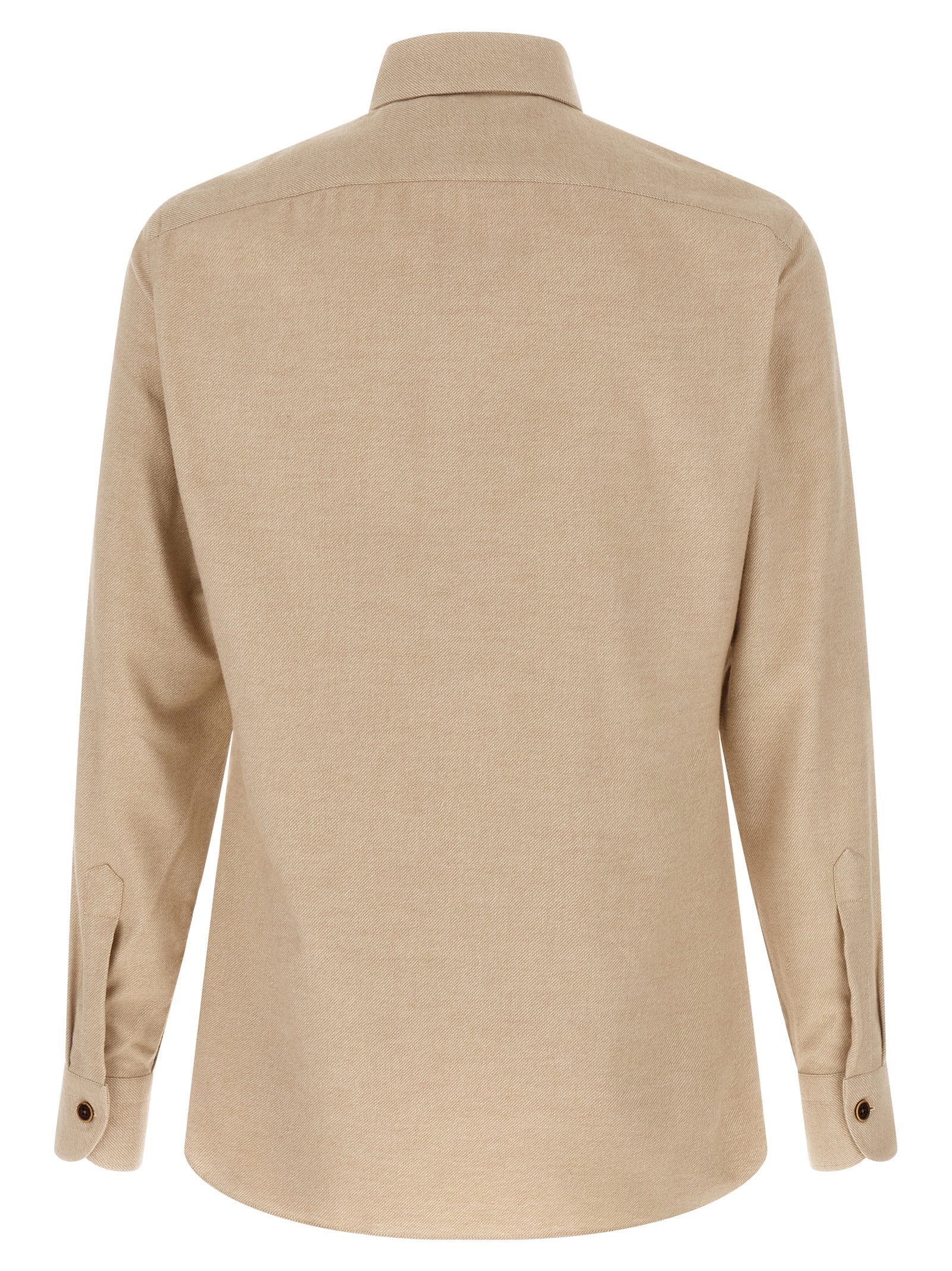 Borriello Cotton Flannel Shirt — Beige, view 2