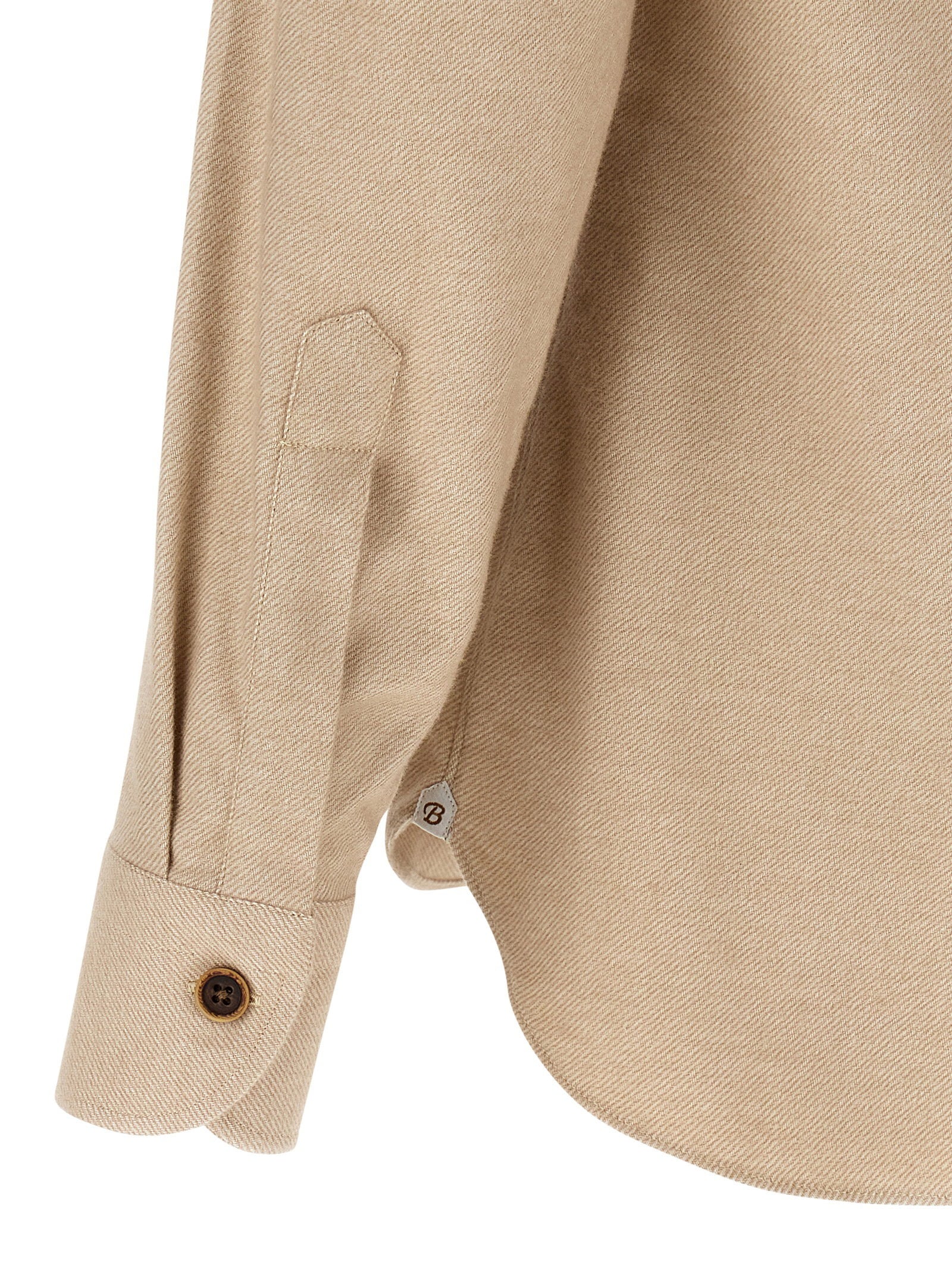 Borriello Cotton Flannel Shirt — Beige, view 4