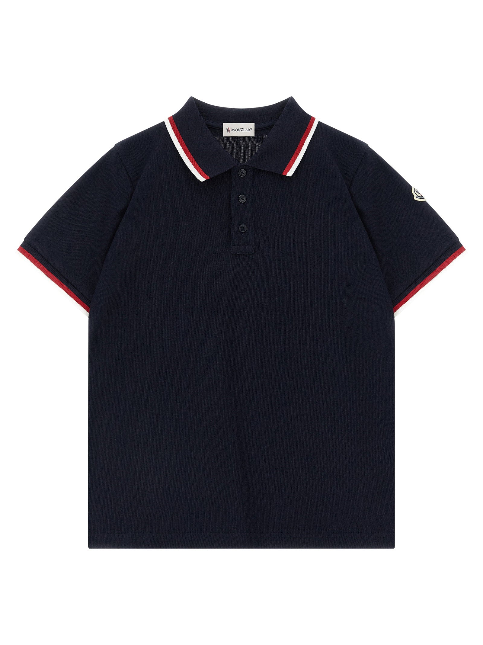 Moncler Enfant Tricolor Piqué Cotton Polo Shirt — Navy by Moncler Enfant