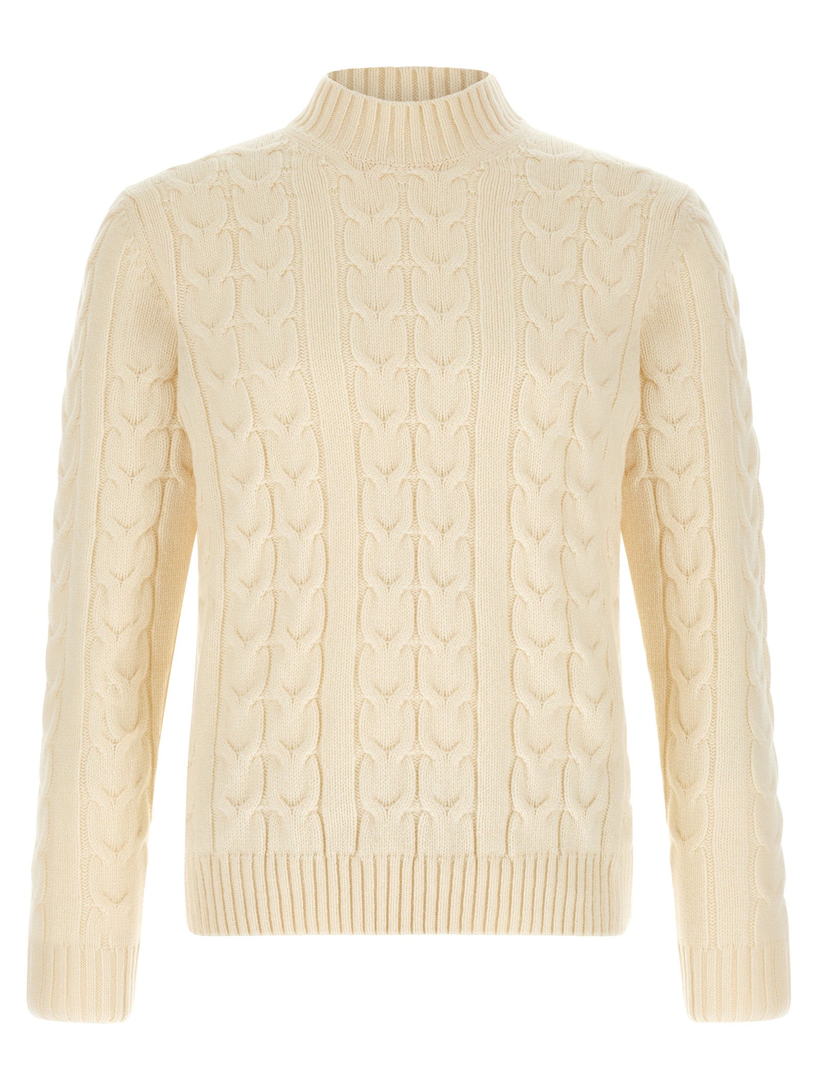 Zanone Braided Cable Knit Sweater — Cream by Zanone
