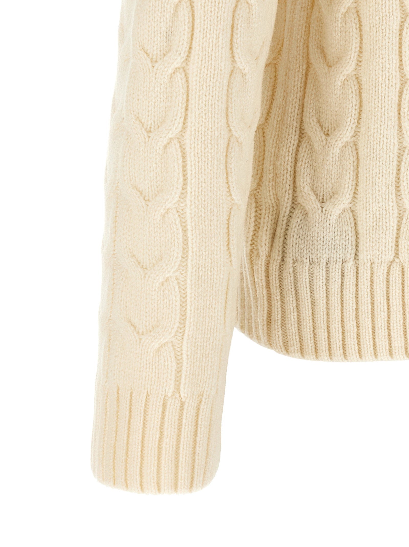 Zanone Braided Cable Knit Sweater — Cream, view 4