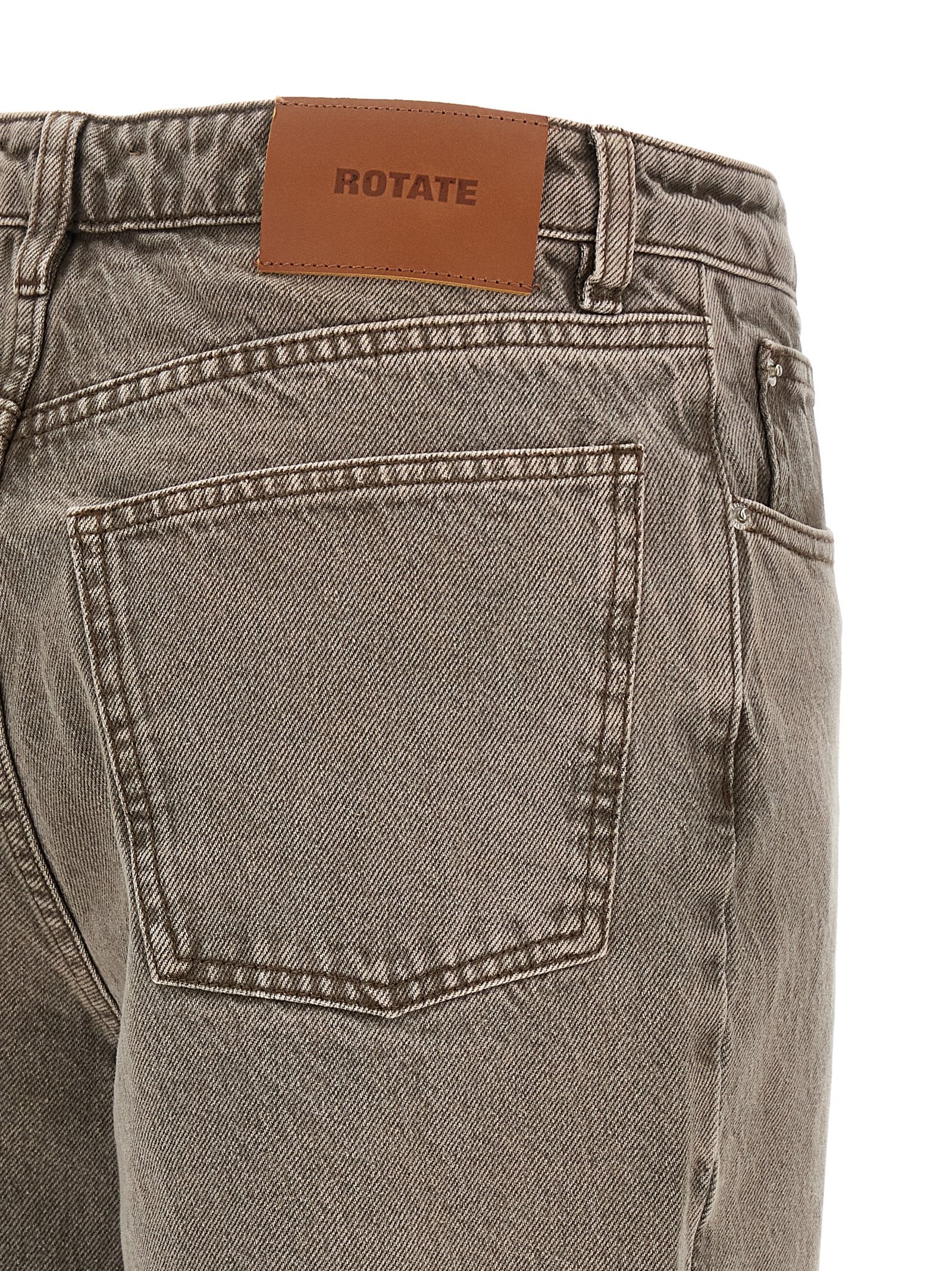 Rotate Birger Christensen Straight-Leg Denim Jeans — Taupe, view 4