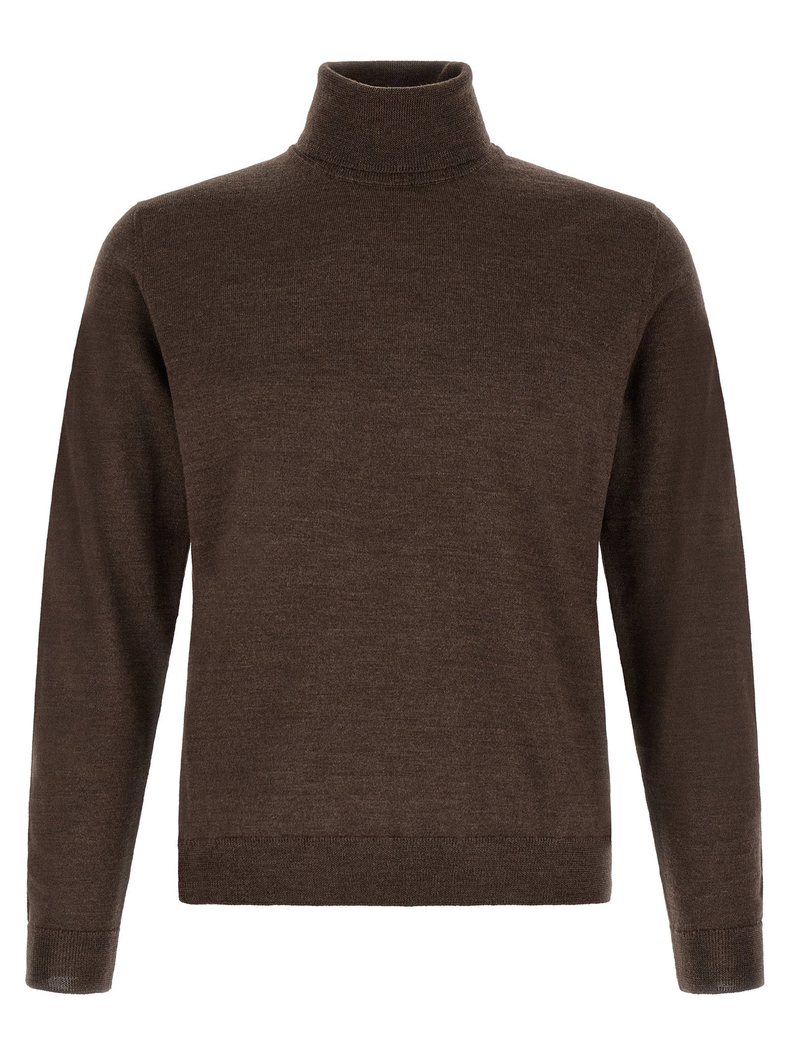Zanone Virgin Wool Turtleneck Sweater — Brown by Zanone