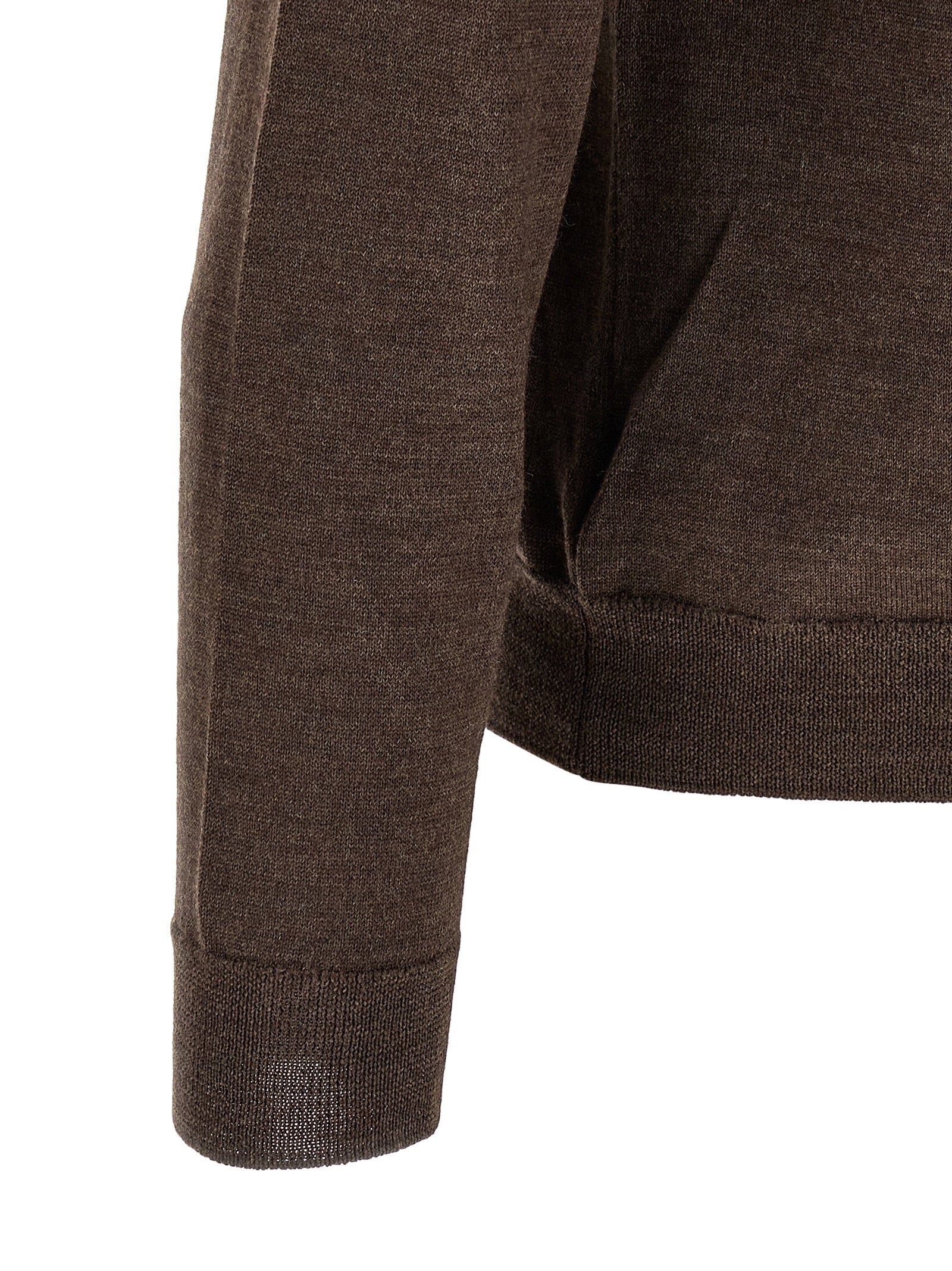 Zanone Virgin Wool Turtleneck Sweater — Brown, view 4