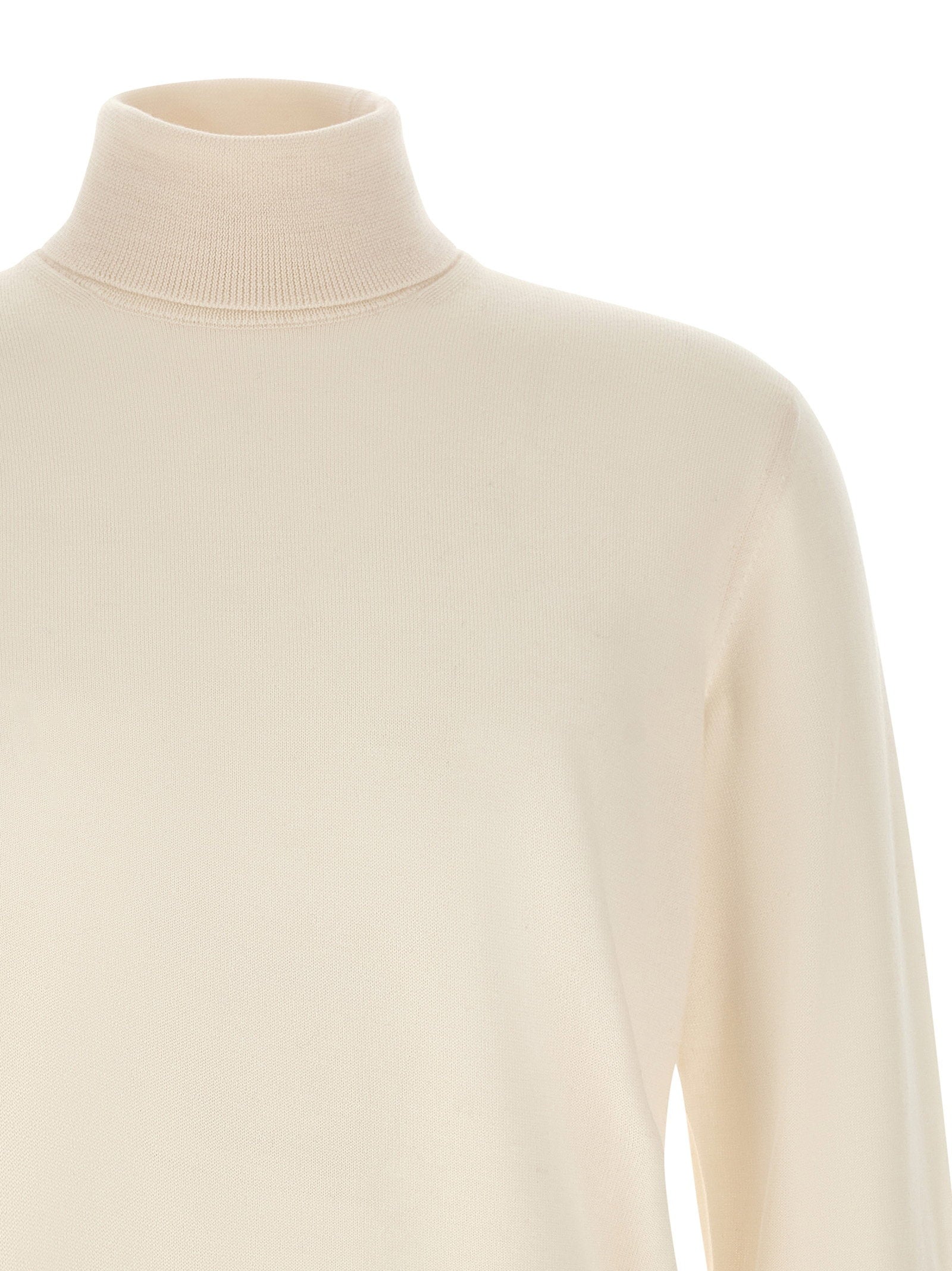 Zanone Virgin Wool Turtleneck Sweater — Cream, view 3