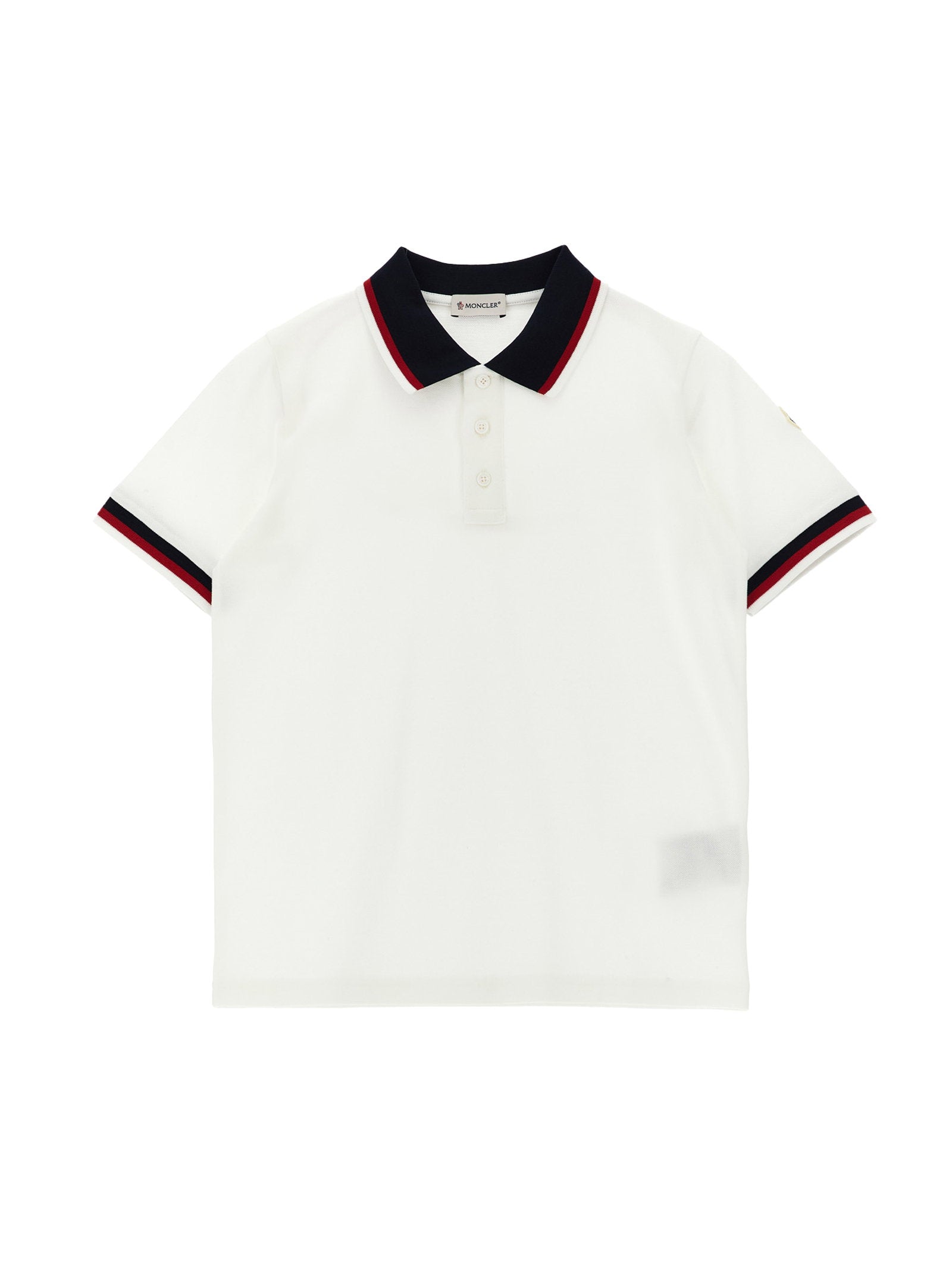 Moncler Enfant Tricolor-Trim Piqué Cotton Polo Shirt — White by Moncler Enfant
