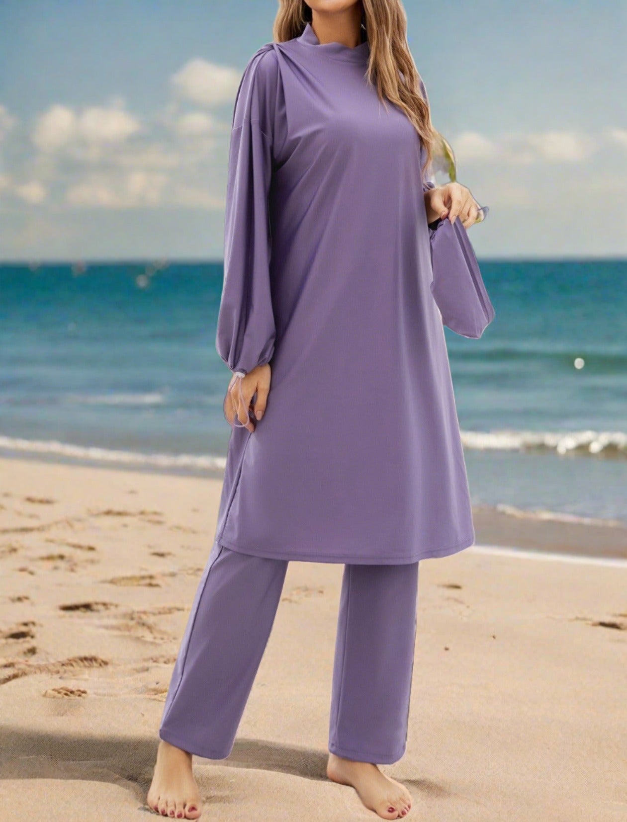 Full coverage 2 PC modest swimsuit, view 7