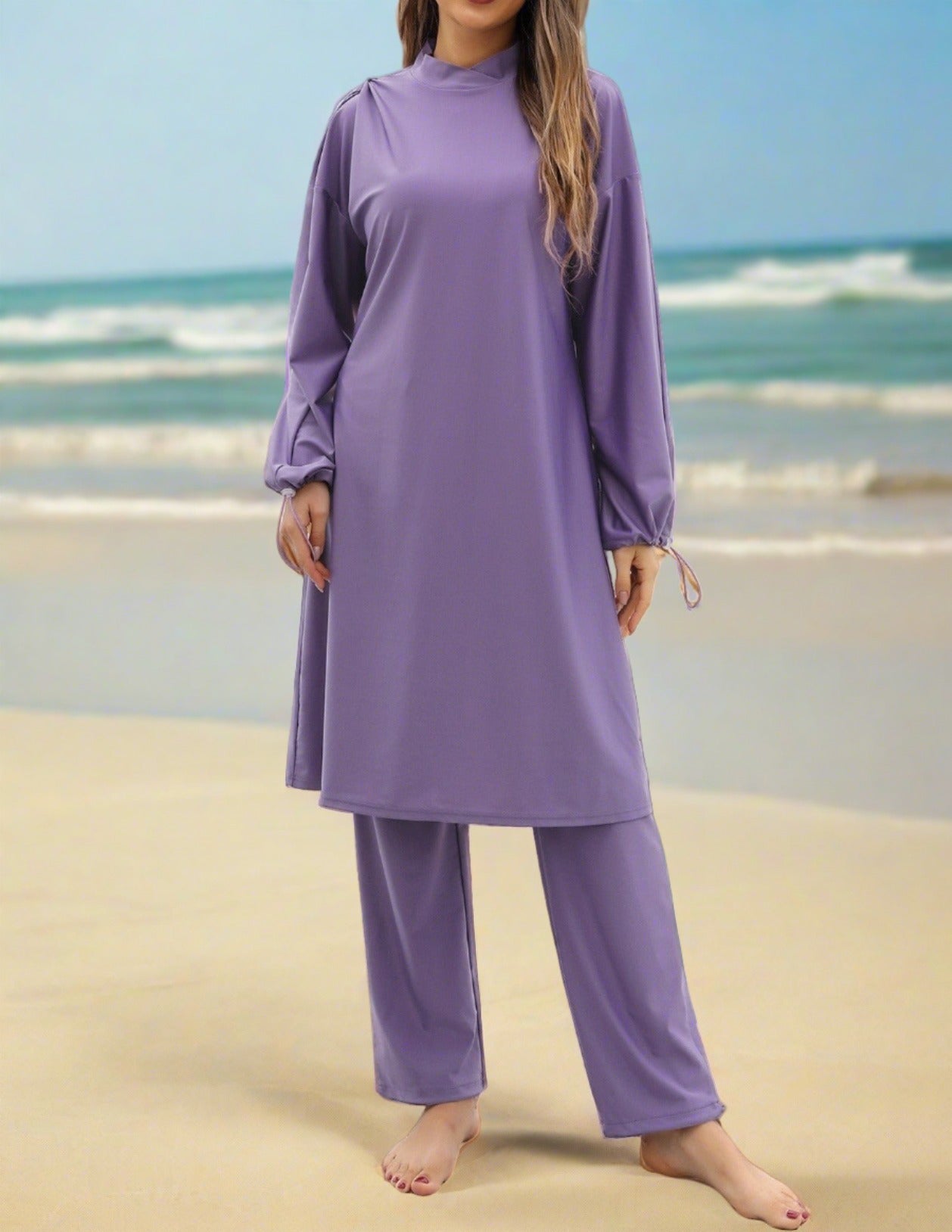 Full coverage 2 PC modest swimsuit, view 8