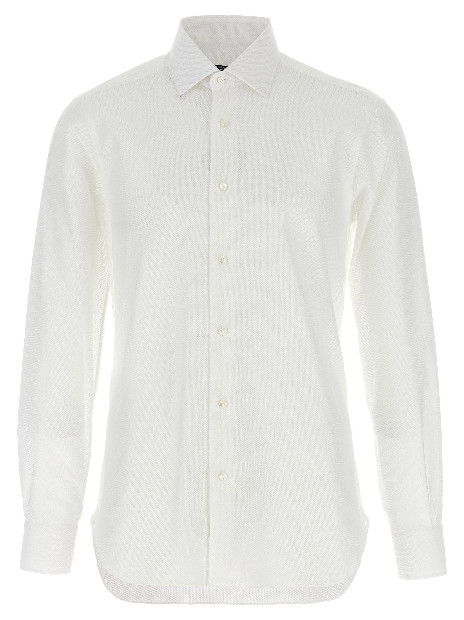 Barba Honeycomb Cotton Shirt — White by Barba