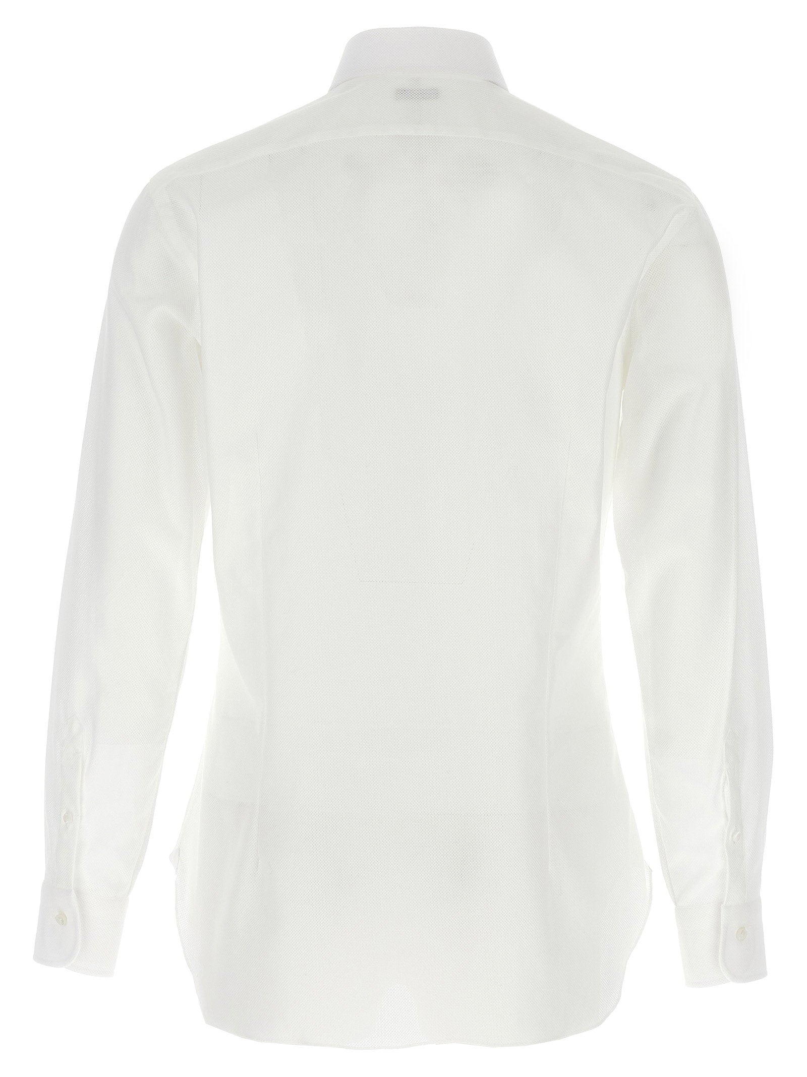 Barba Honeycomb Cotton Shirt — White, view 2