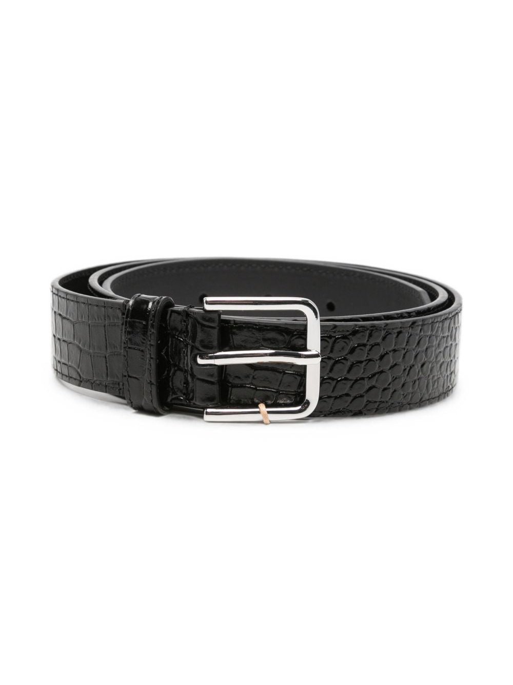 032C Croc-Effect Leather Belt — Black by 032C