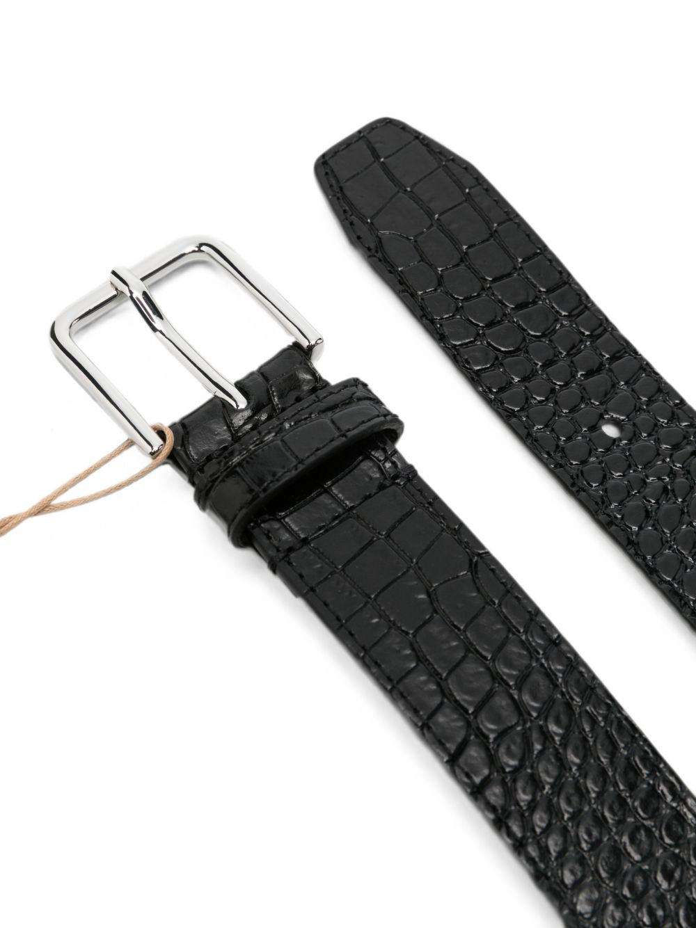 032C Croc-Effect Leather Belt — Black, view 2