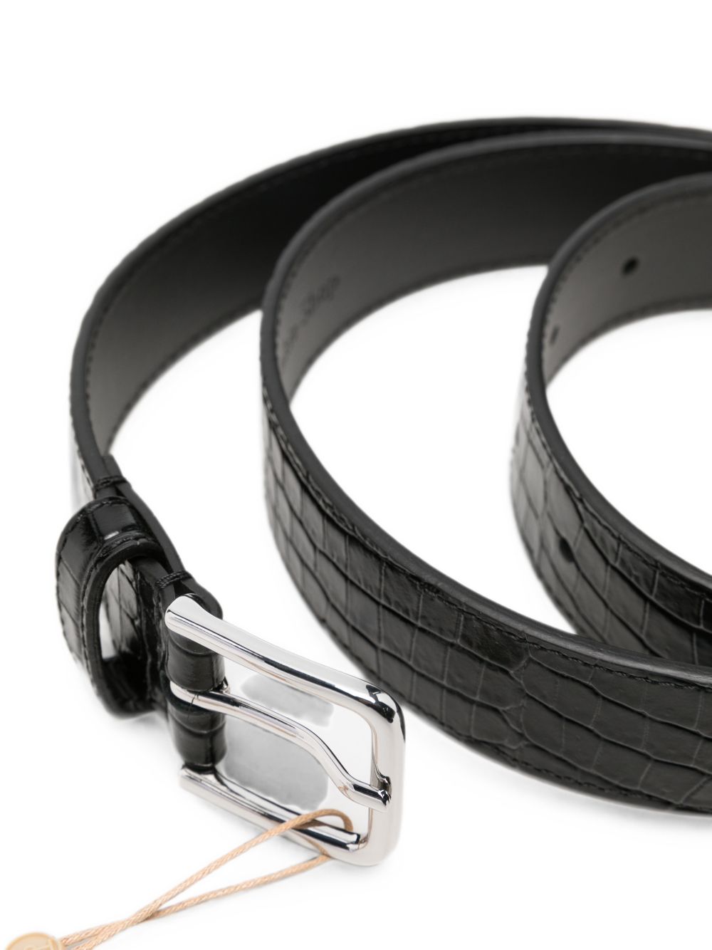 032C Croc-Effect Leather Belt — Black, view 3