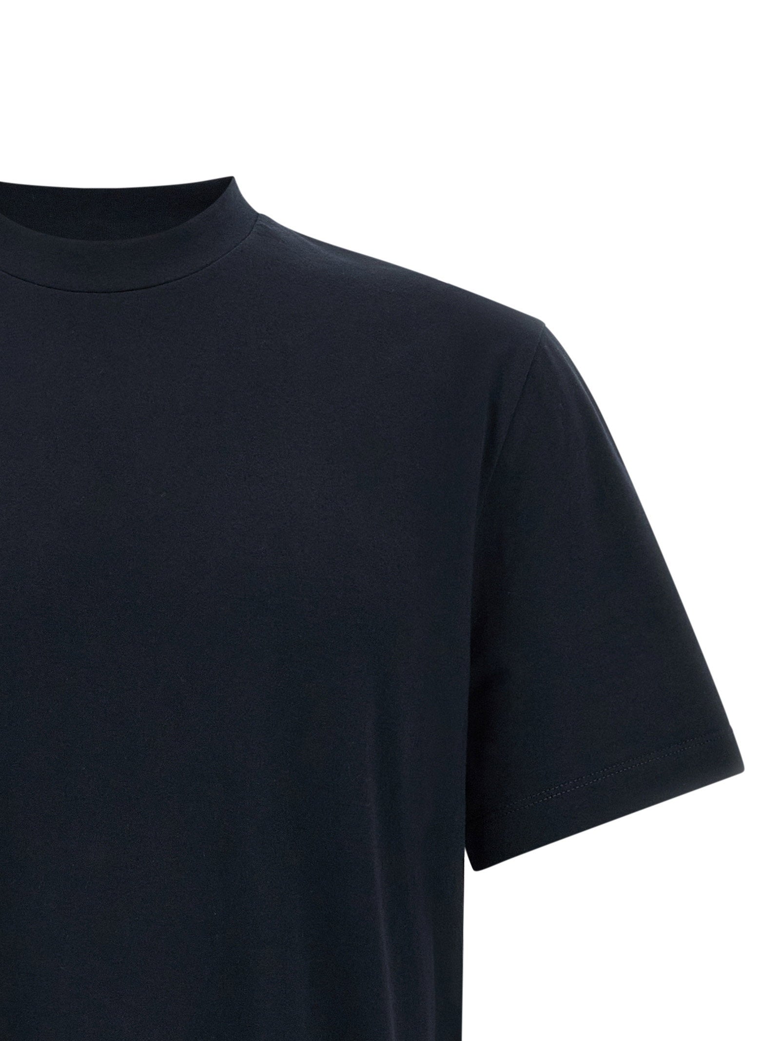 Brioni Tone-on-Tone Logo Embroidered T-Shirt — Navy, view 3