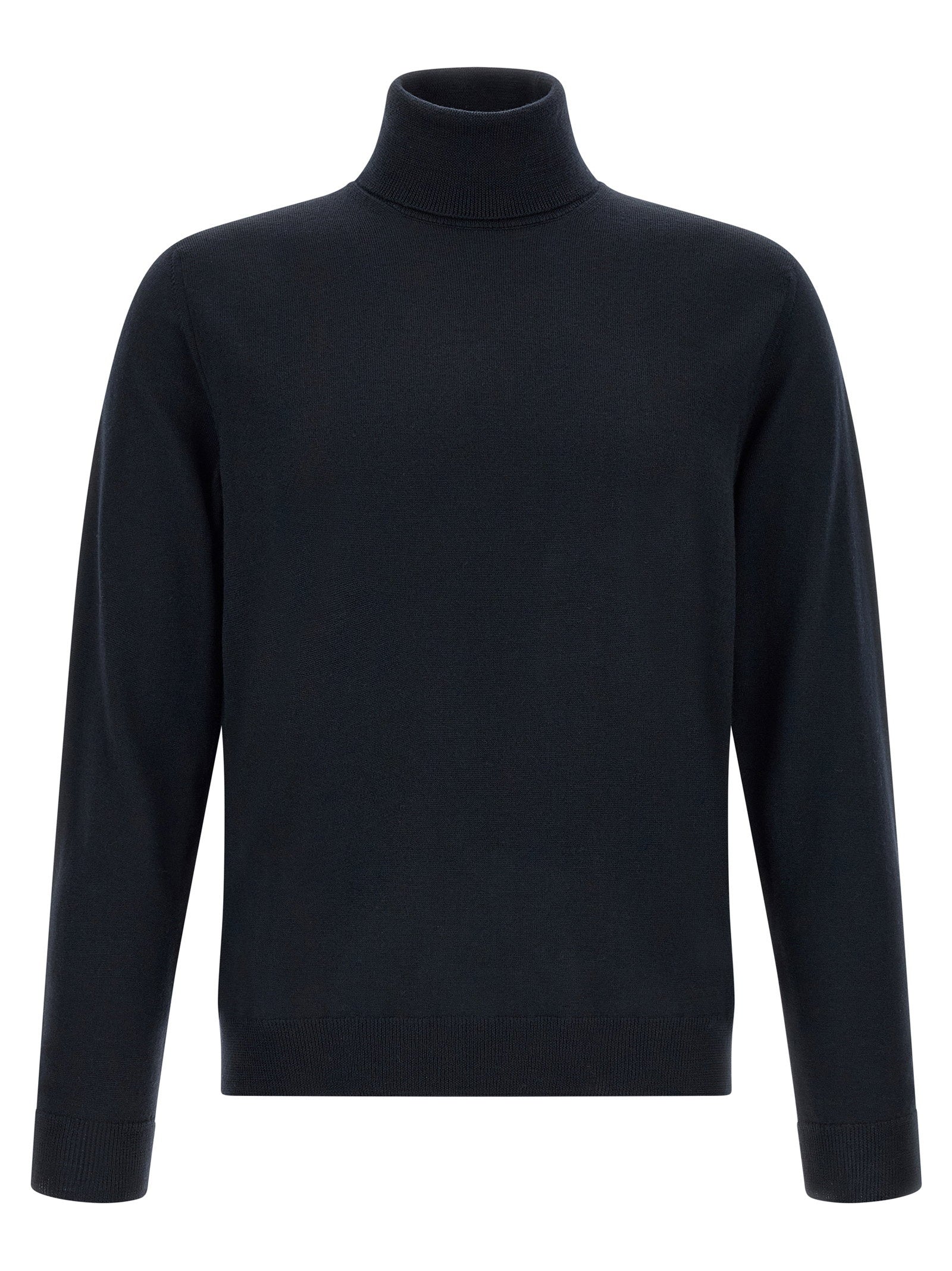 Zanone Virgin Wool Turtleneck Sweater — Navy by Zanone
