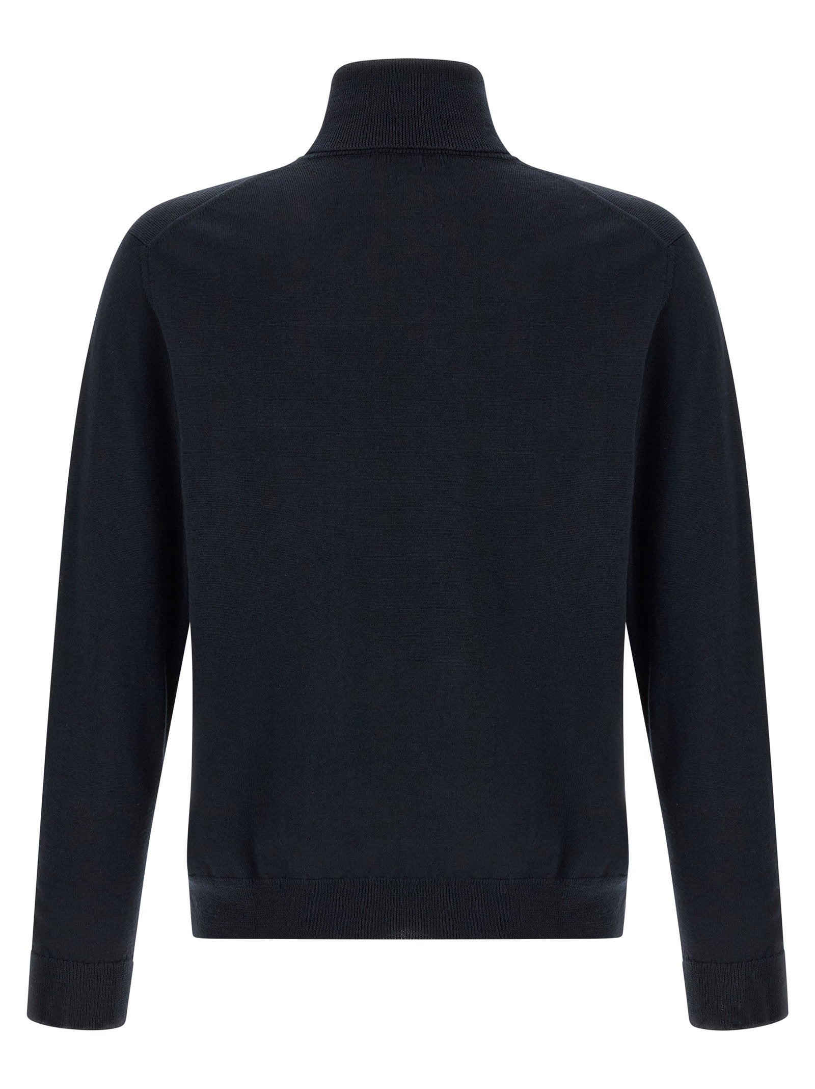 Zanone Virgin Wool Turtleneck Sweater — Navy, view 2
