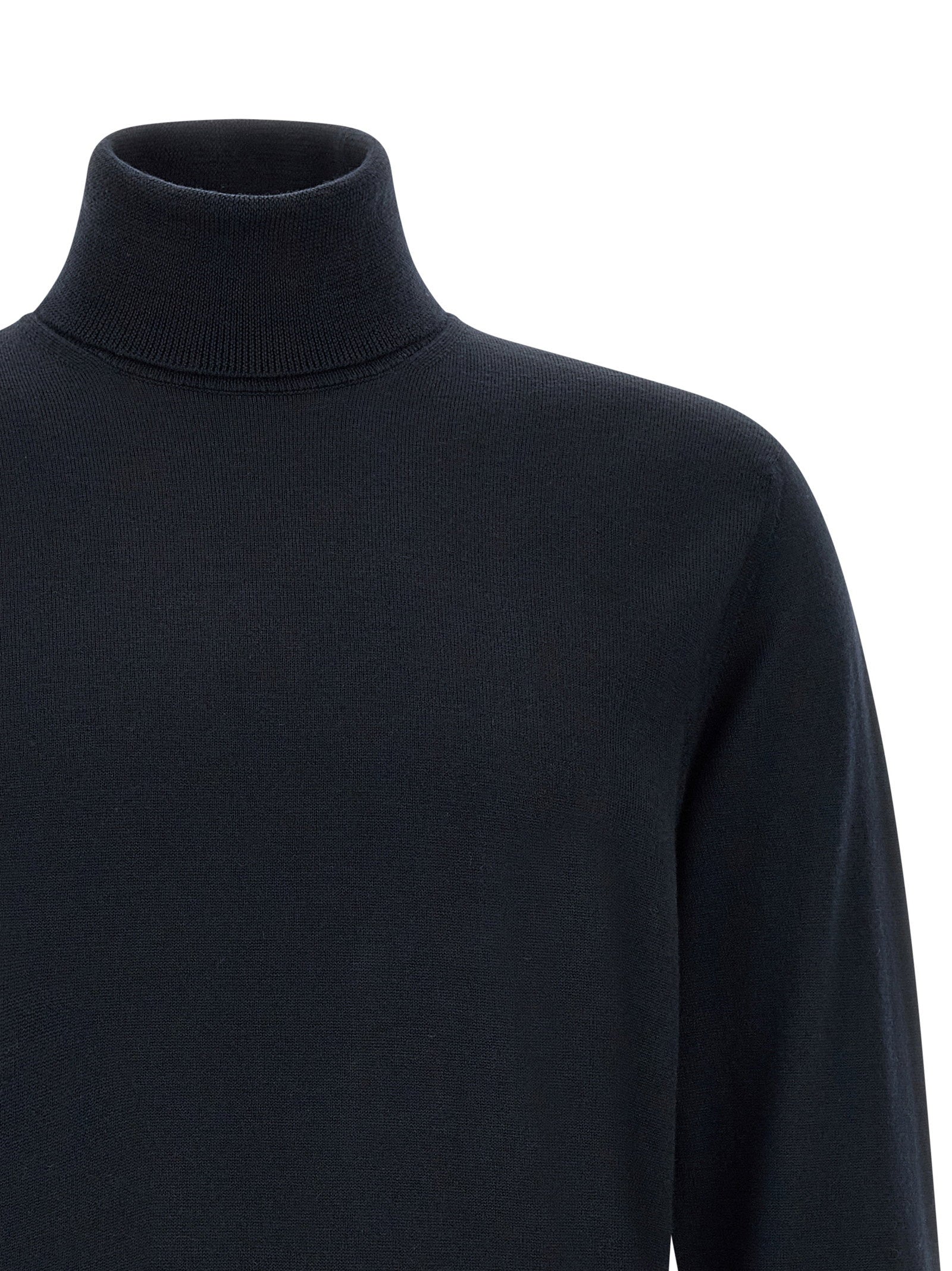 Zanone Virgin Wool Turtleneck Sweater — Navy, view 3