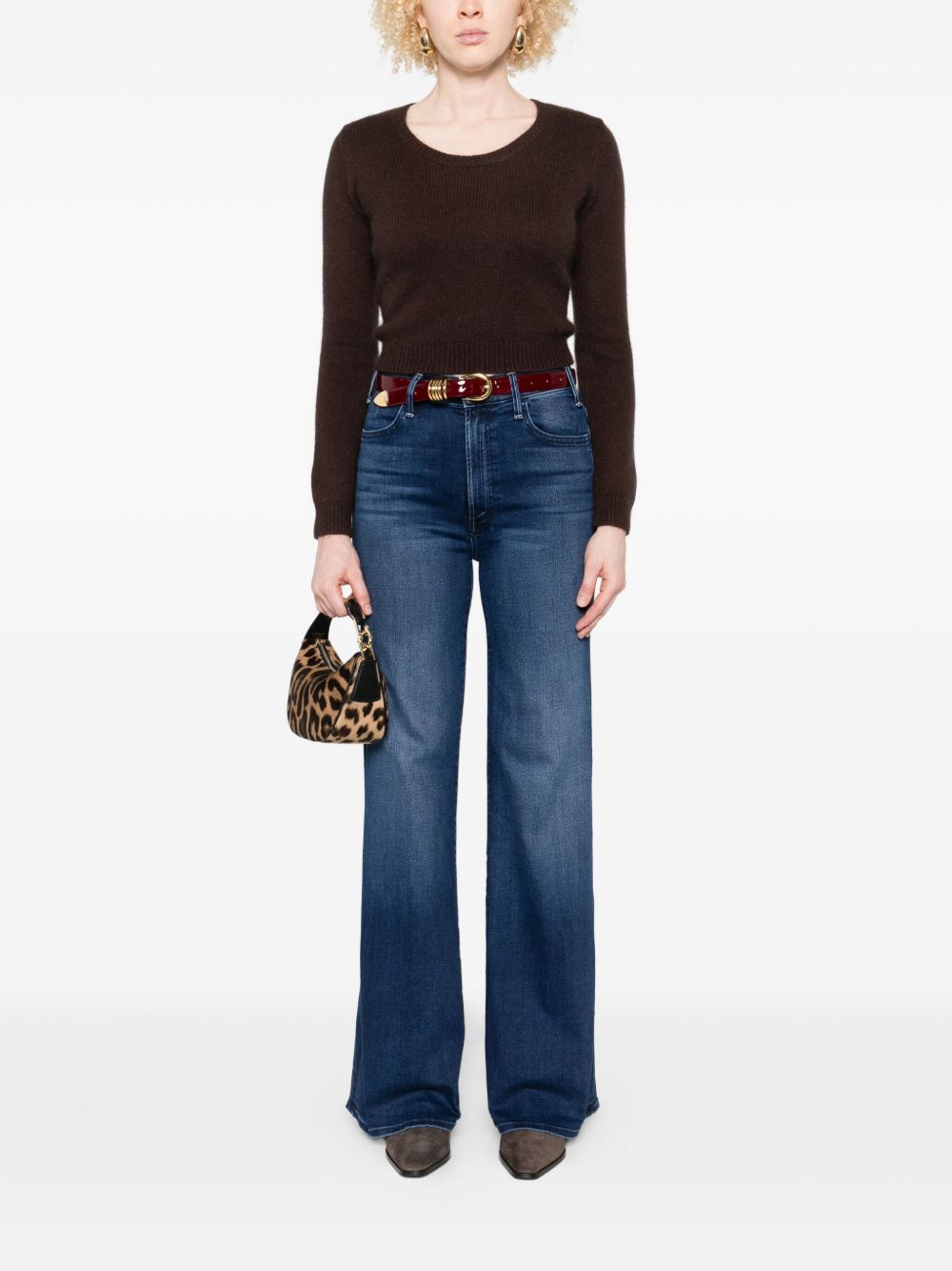 Mother Hustler Roller Sneak Jeans — Blue, view 2