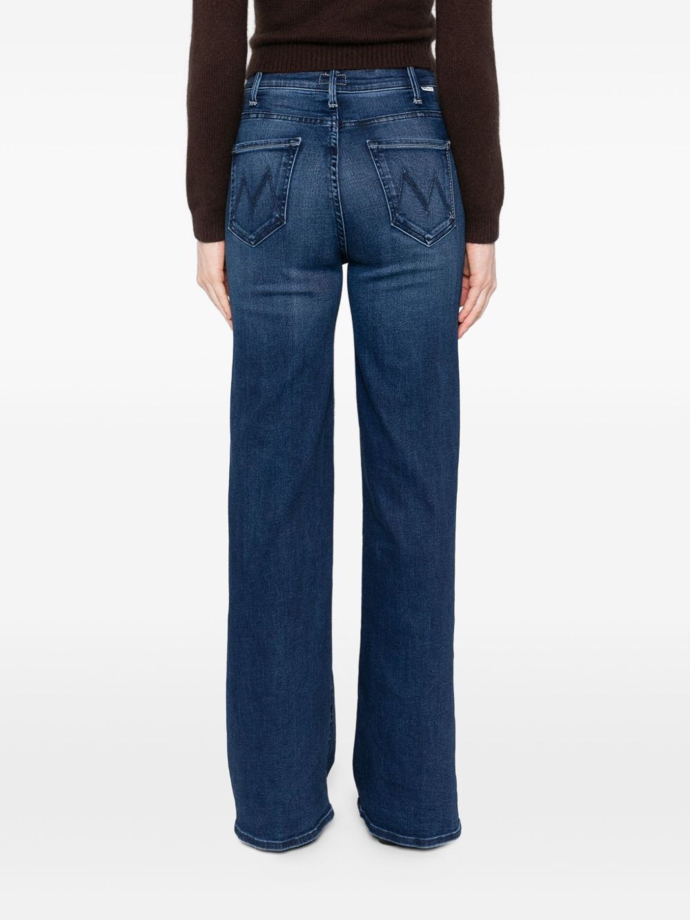Mother Hustler Roller Sneak Jeans — Blue, view 3