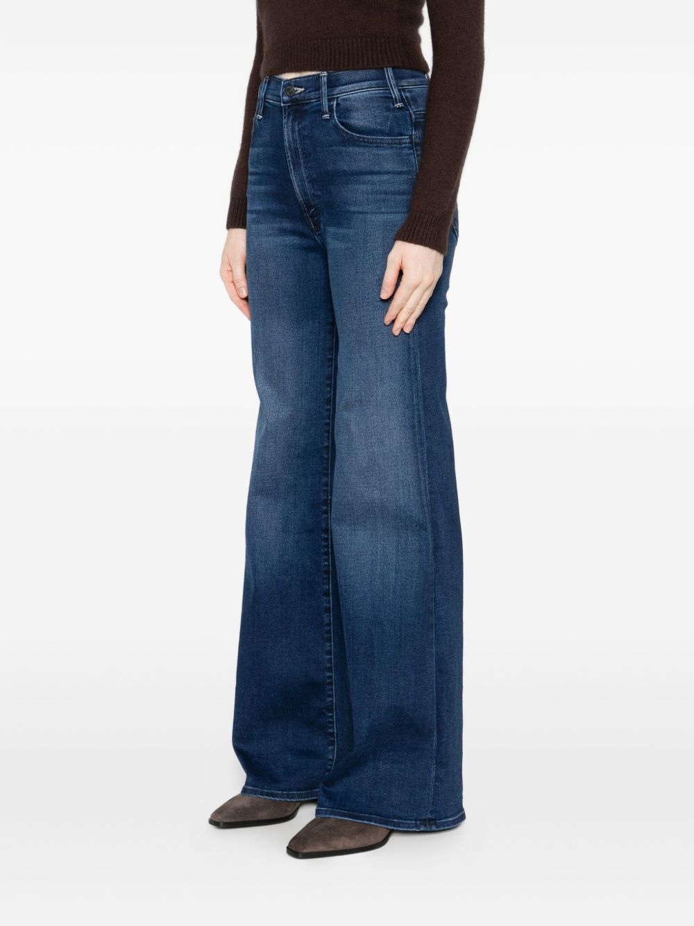 Mother Hustler Roller Sneak Jeans — Blue, view 4