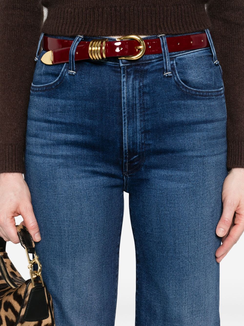 Mother Hustler Roller Sneak Jeans — Blue, view 5