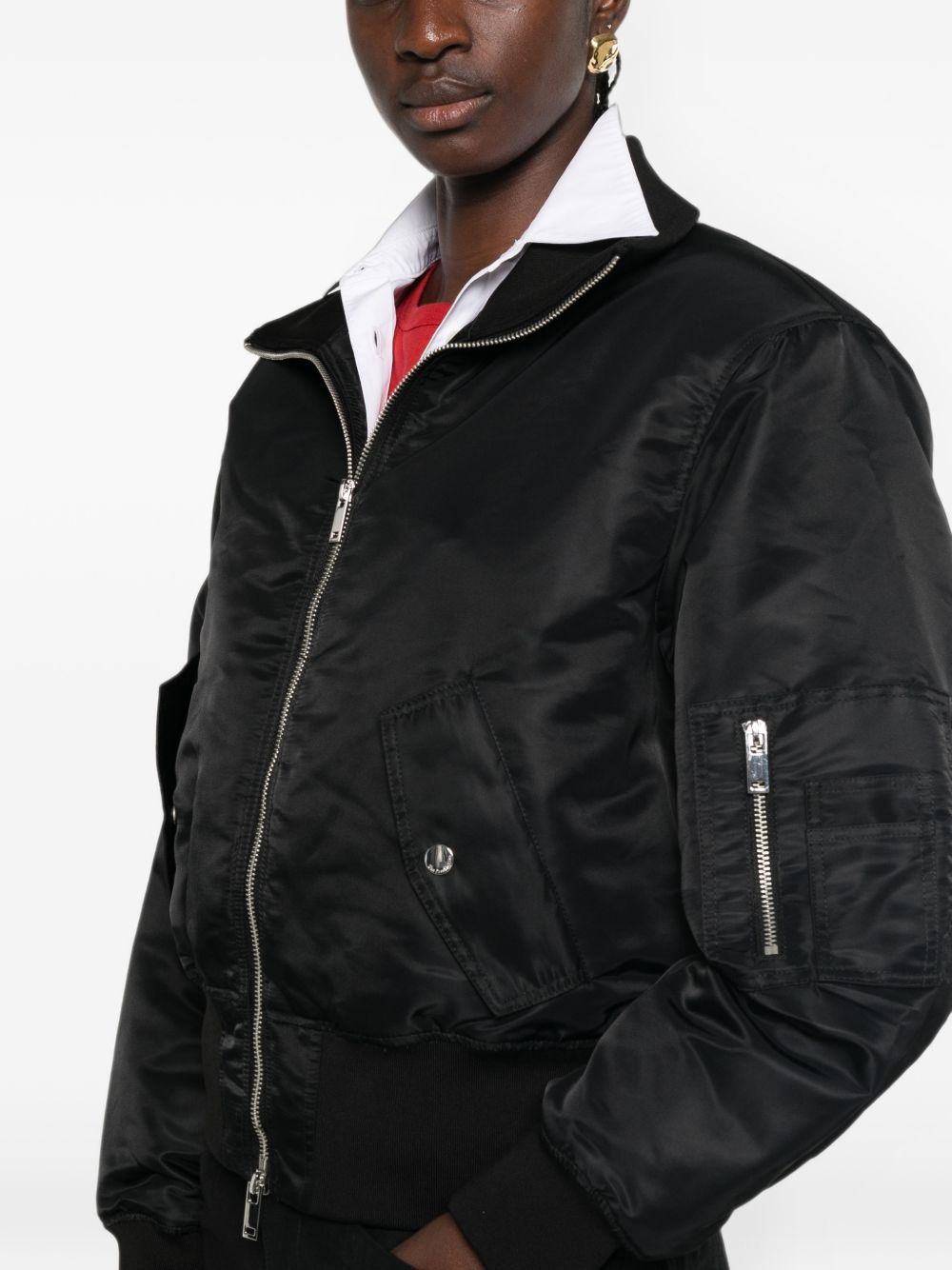 032C Satin Bomber Jacket — Black, view 2
