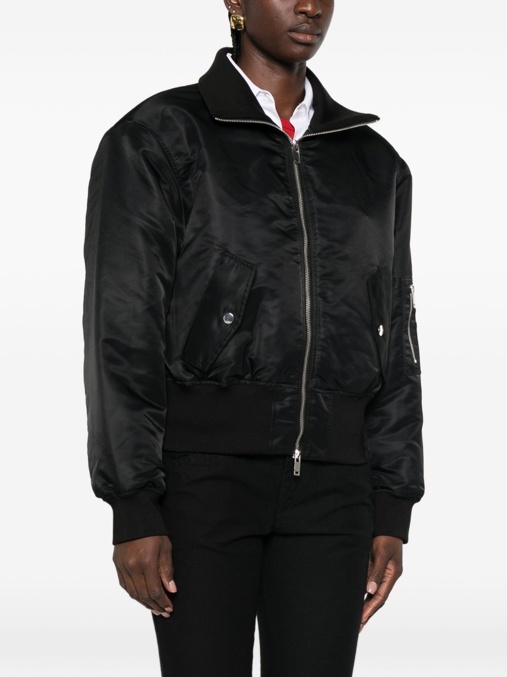 032C Satin Bomber Jacket — Black, view 3