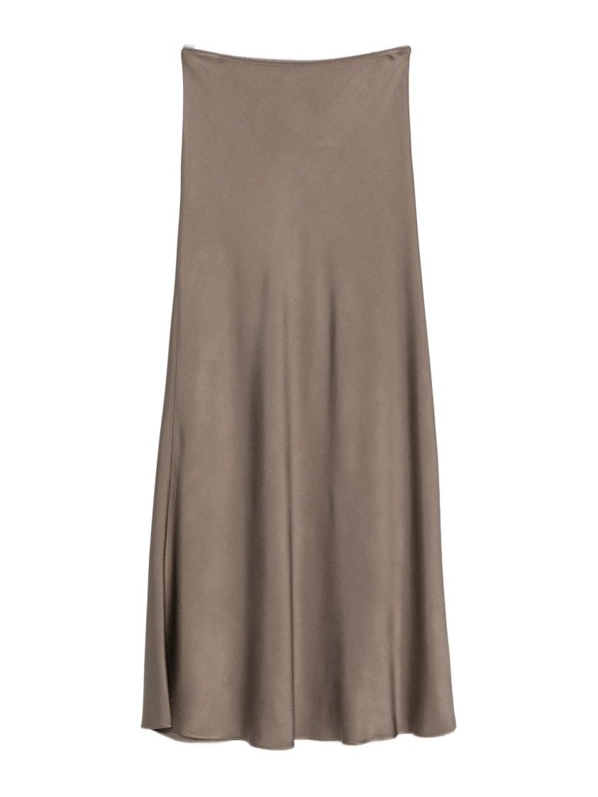 Fabiana Filippi Satin Maxi Skirt — Taupe by Fabiana Filippi