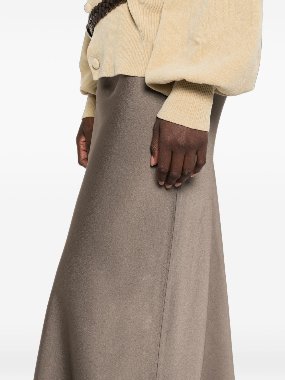Fabiana Filippi Satin Maxi Skirt — Taupe, view 2