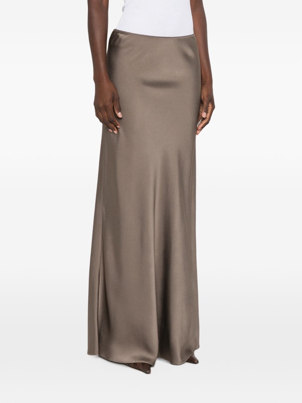 Fabiana Filippi Satin Maxi Skirt — Taupe, view 3