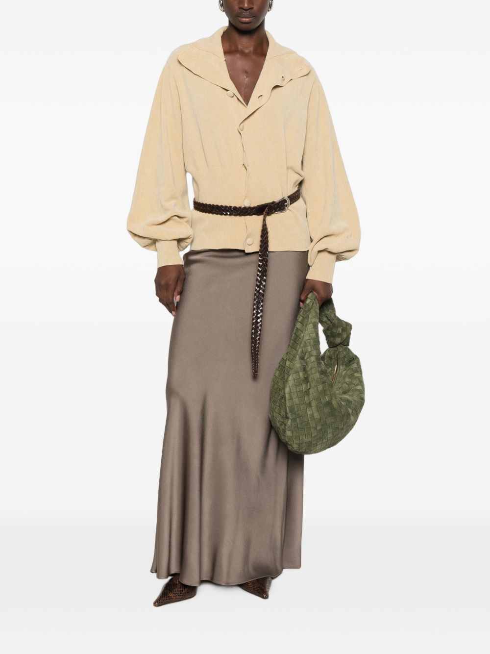 Fabiana Filippi Satin Maxi Skirt — Taupe, view 4