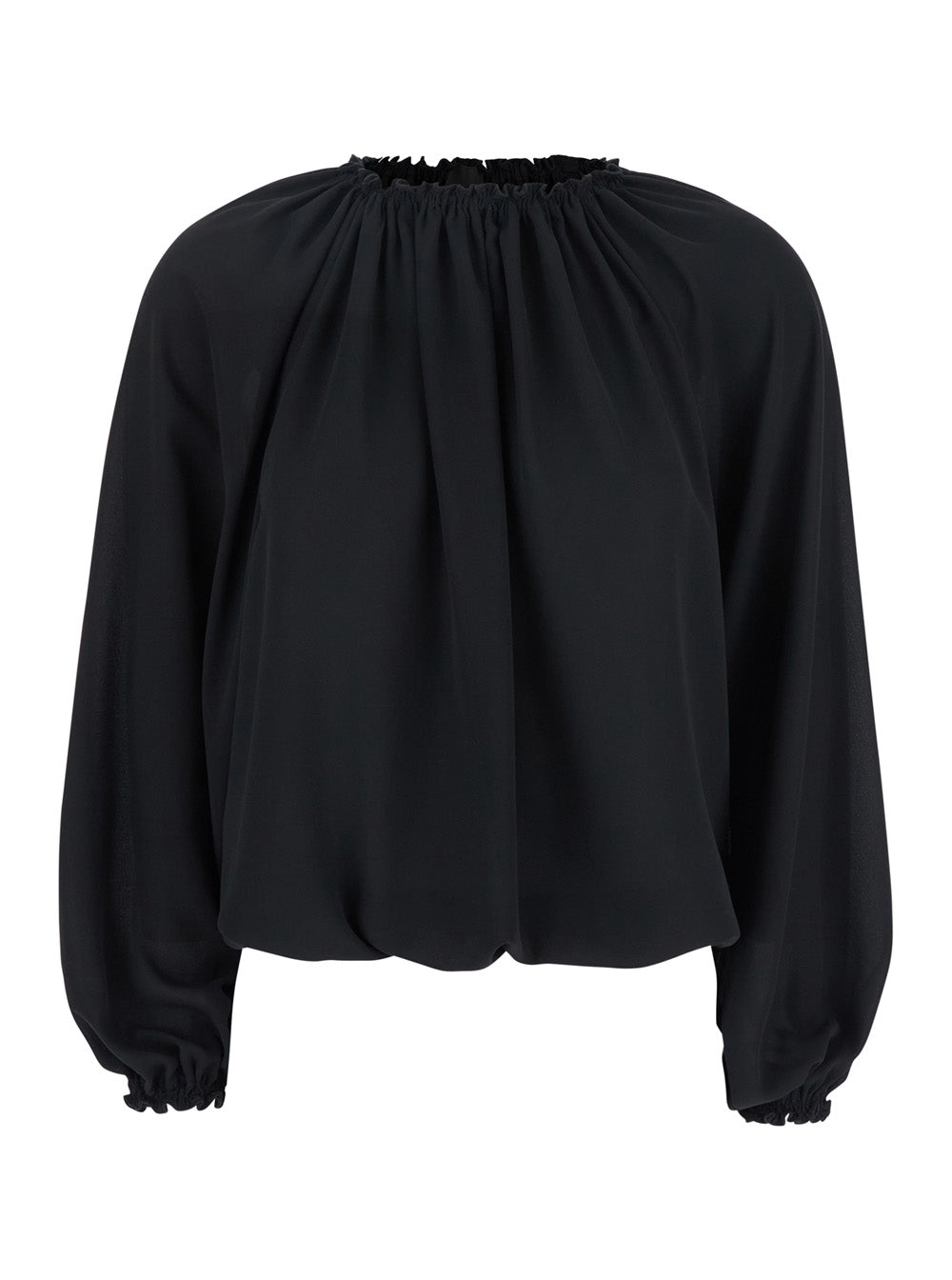 Leplain Gathered Polyester Blouse — Black by Leplain