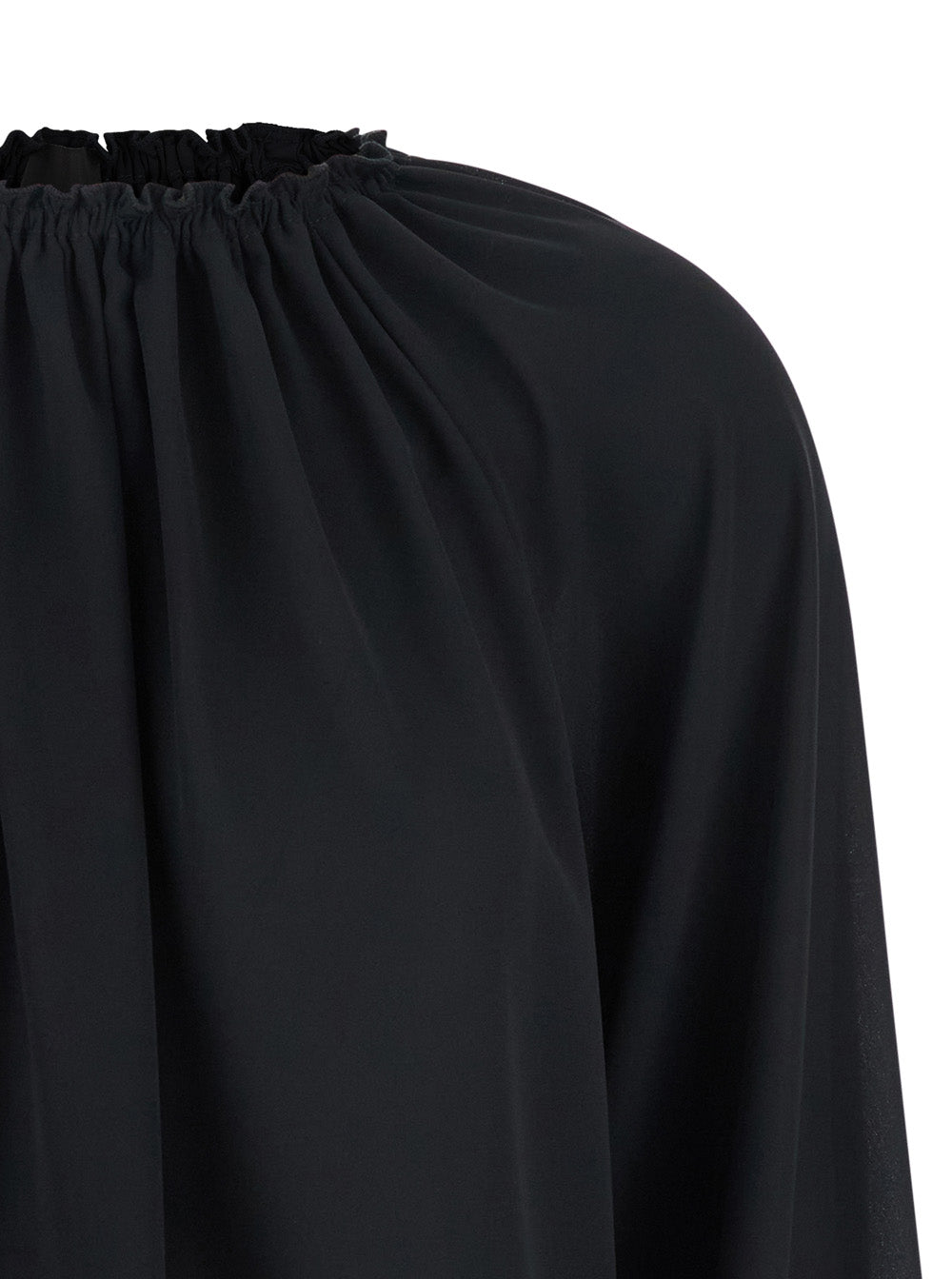 Leplain Gathered Polyester Blouse — Black, view 3