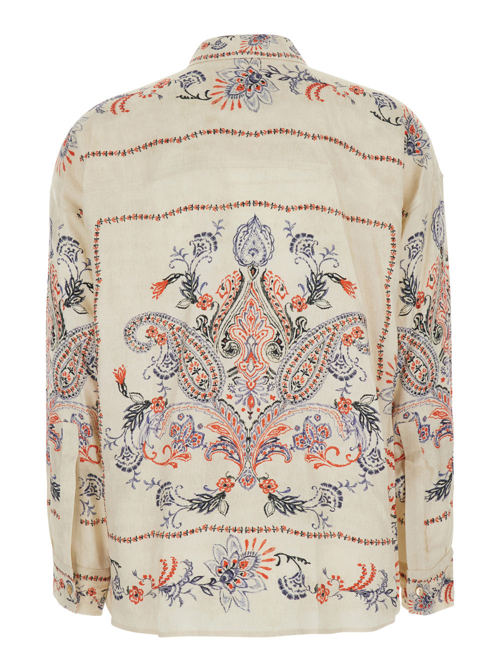 Momoni Embroidered Classic Collar Blouse — Beige, view 2