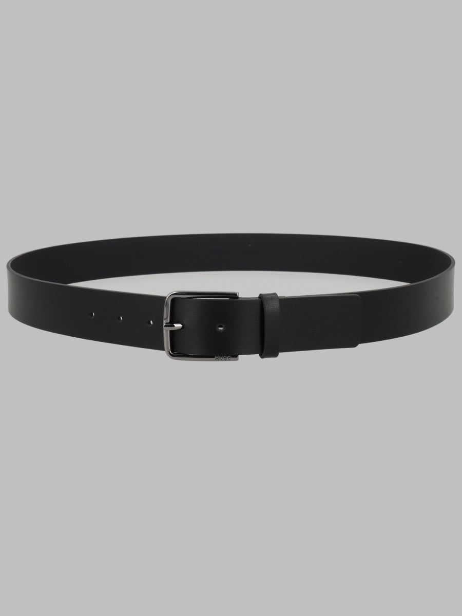 Hugo Grained Leather Belt — Black, view 2