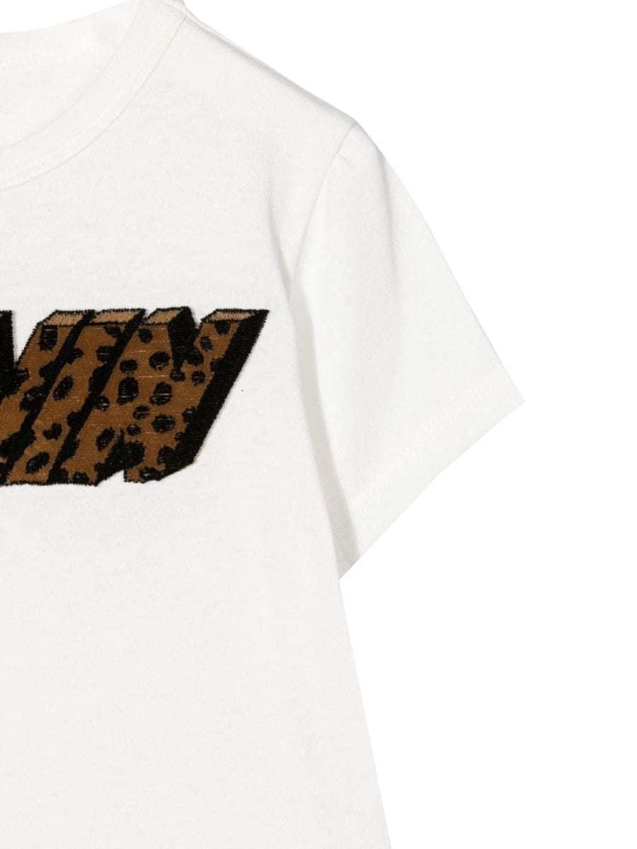 Lanvin Spotted Logo Cotton T-Shirt — Ivory, view 3