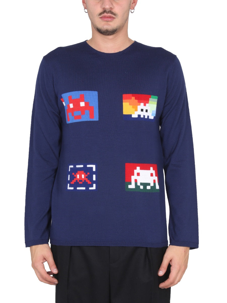 Comme Des GarçOns Shirt Wool Jersey Sweater — Blue by Comme Des Garcons Shirt
