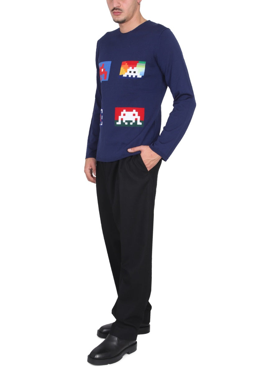 Comme Des GarçOns Shirt Wool Jersey Sweater — Blue, view 3