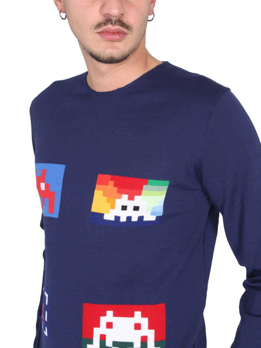 Comme Des GarçOns Shirt Wool Jersey Sweater — Blue, view 4