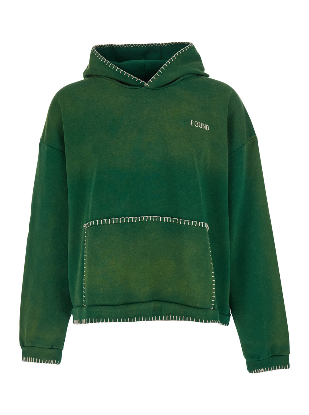 Found Embroidered Cotton Hoodie — Green by Found