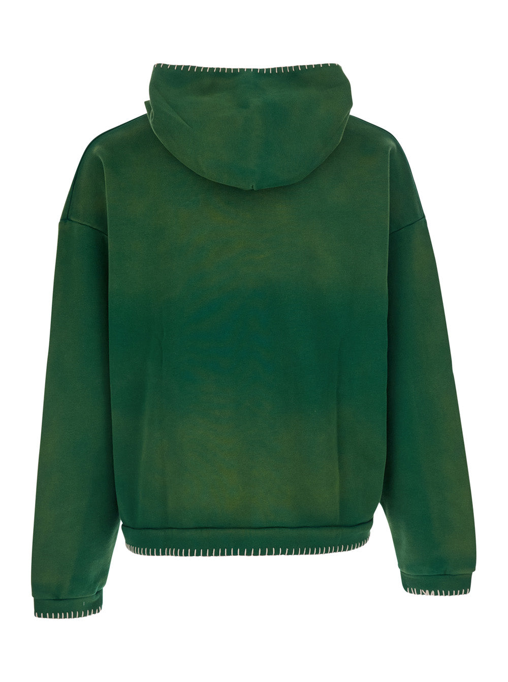 Found Embroidered Cotton Hoodie — Green, view 2