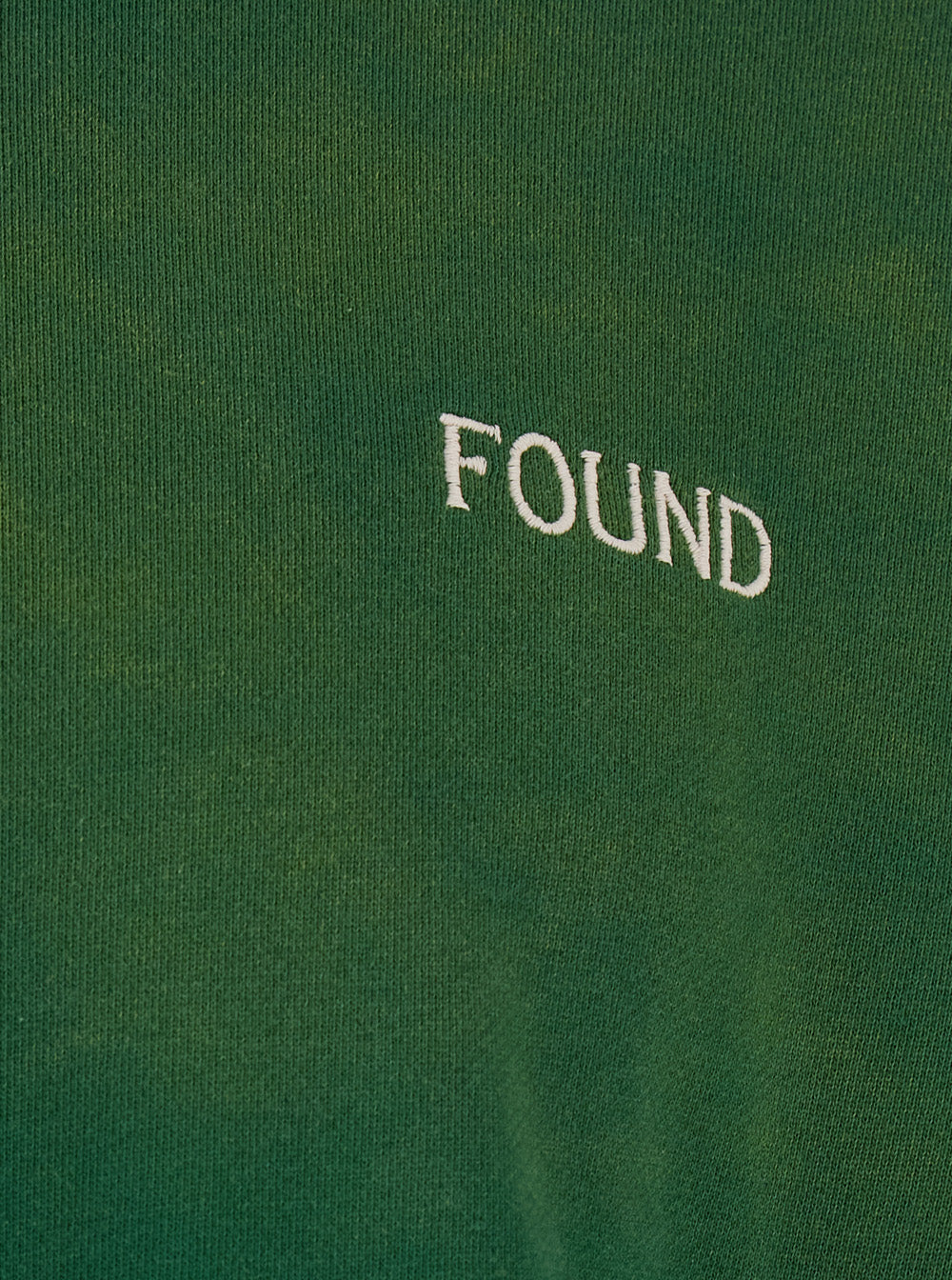 Found Embroidered Cotton Hoodie — Green, view 3