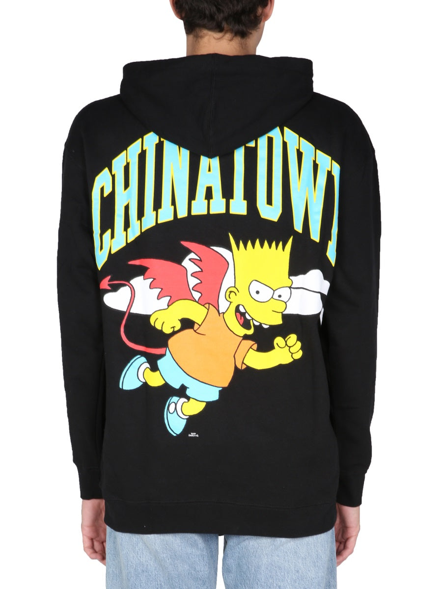 Market Hooded Cotton Sweatshirt — Black, view 2