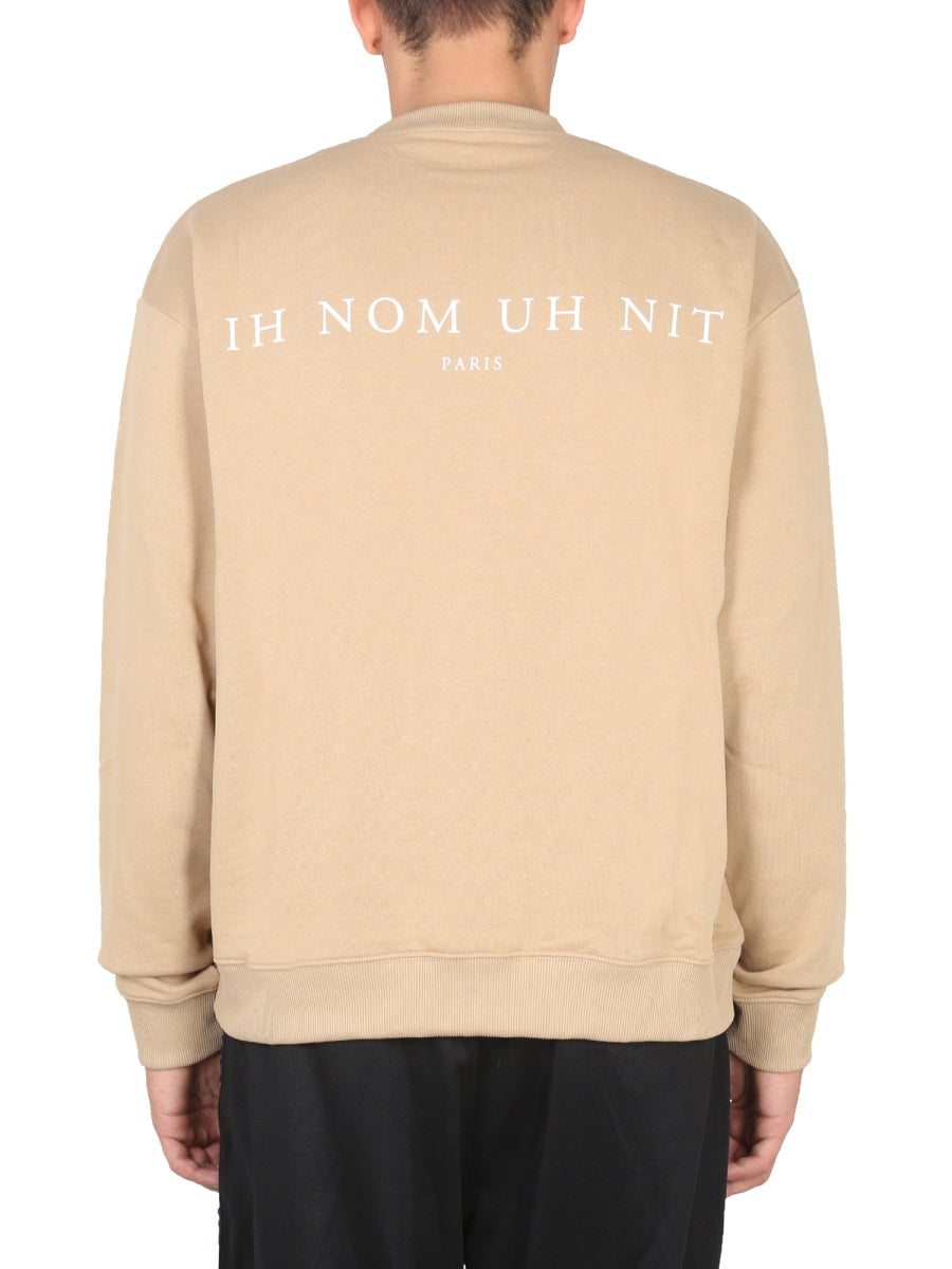 Ih Nom Uh Nit Logo-Print Crewneck Sweatshirt — Beige, view 3