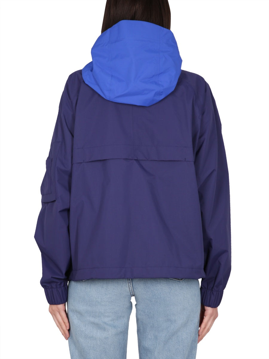 K-Way Hooded Nylon Jacket — Blue, view 3